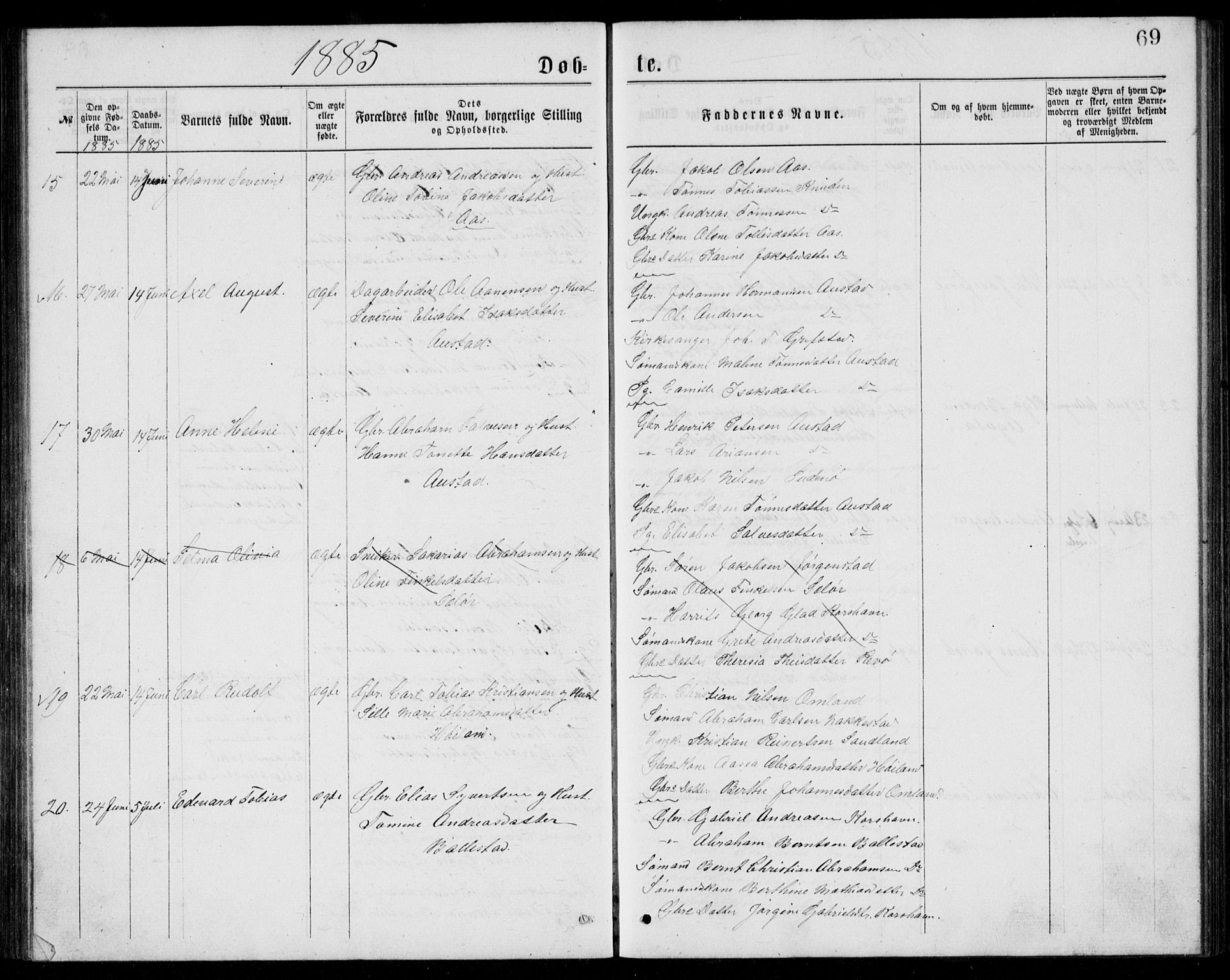 Lyngdal sokneprestkontor, AV/SAK-1111-0029/F/Fb/Fba/L0002: Parish register (copy) no. B 2, 1876-1886, p. 69