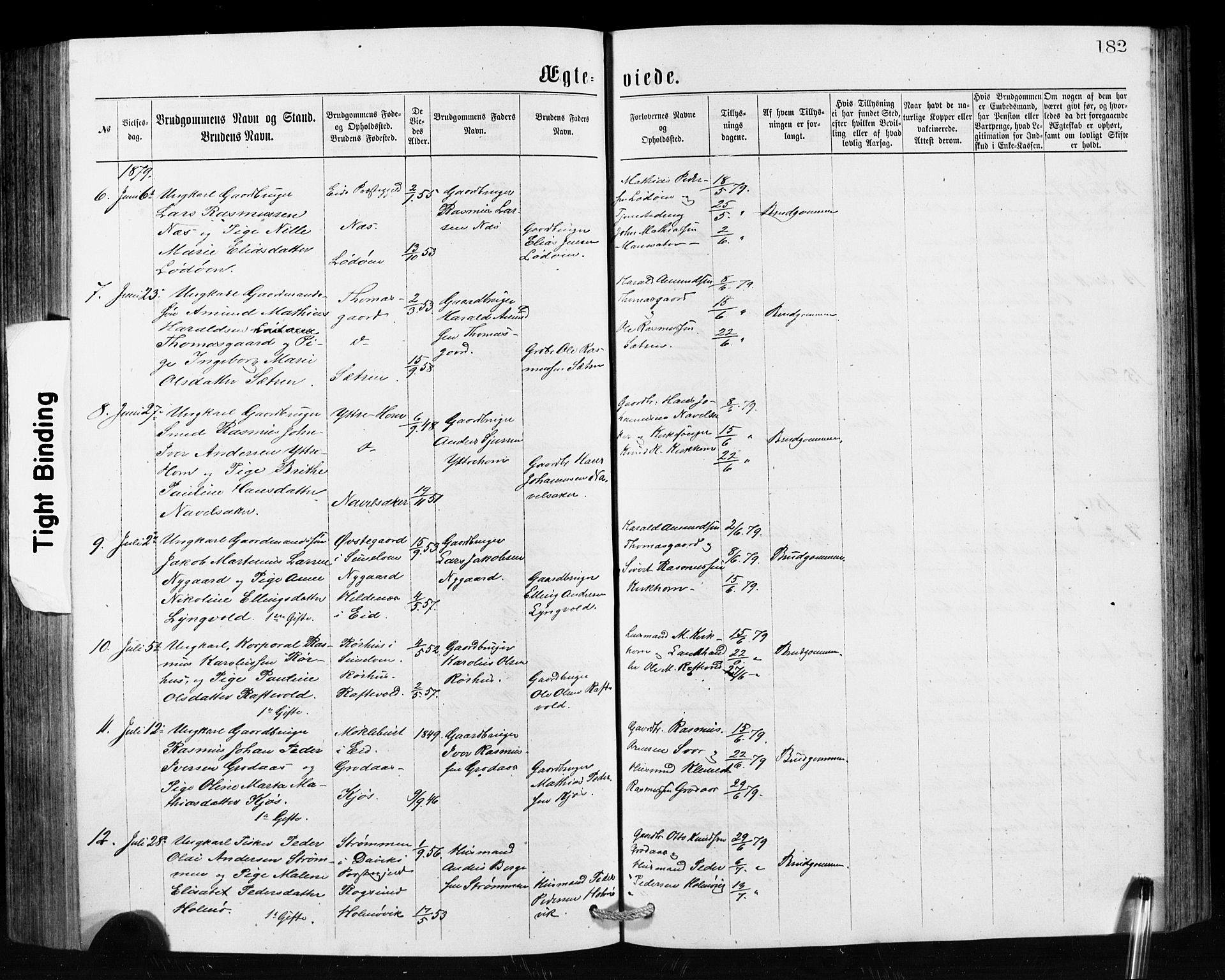 Hornindal sokneprestembete, SAB/A-82401/H/Hab: Parish register (copy) no. A 1, 1876-1894, p. 182