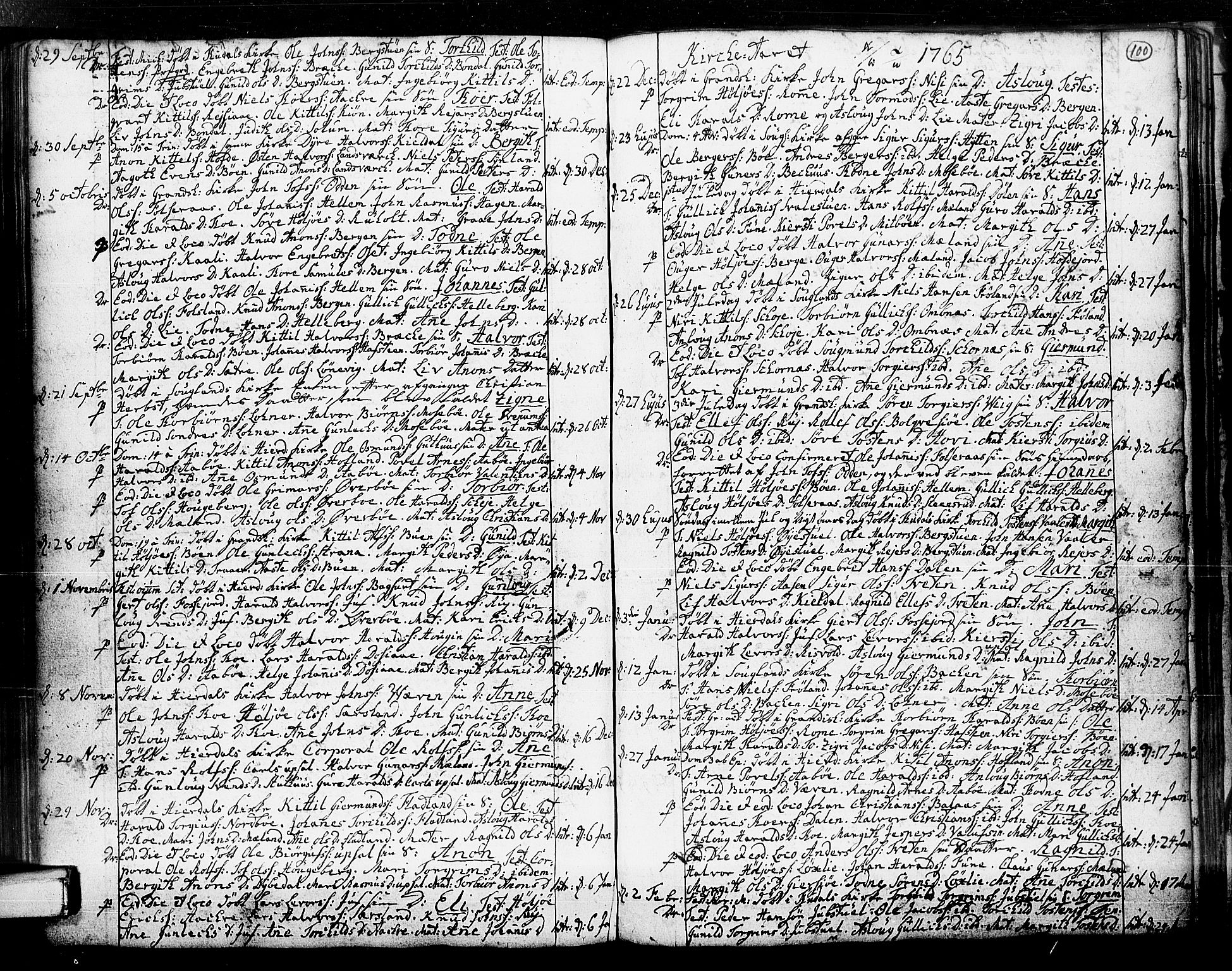 Hjartdal kirkebøker, SAKO/A-270/F/Fa/L0003: Parish register (official) no. I 3, 1727-1775, p. 100