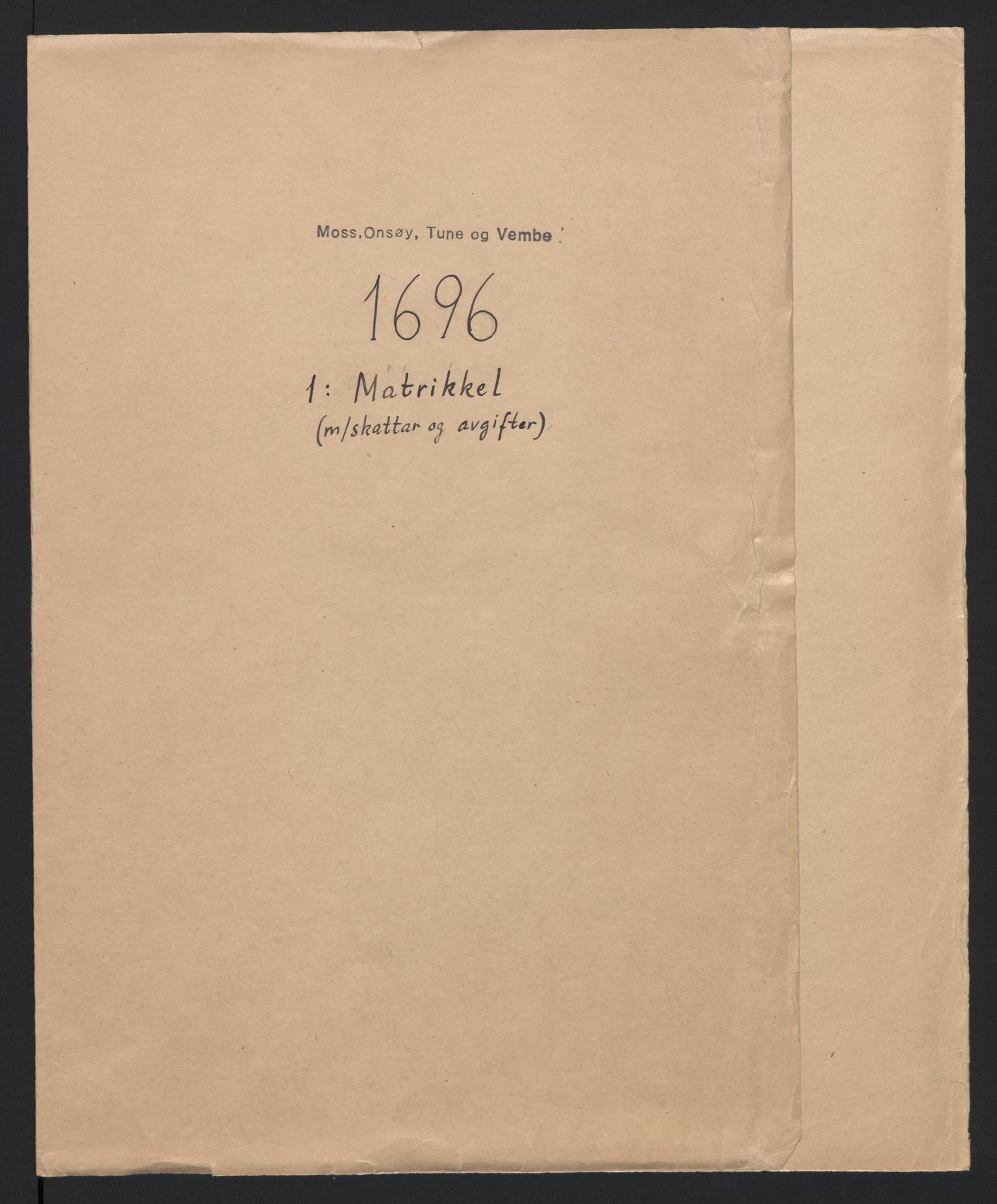 Rentekammeret inntil 1814, Reviderte regnskaper, Fogderegnskap, RA/EA-4092/R04/L0124: Fogderegnskap Moss, Onsøy, Tune, Veme og Åbygge, 1696, p. 189