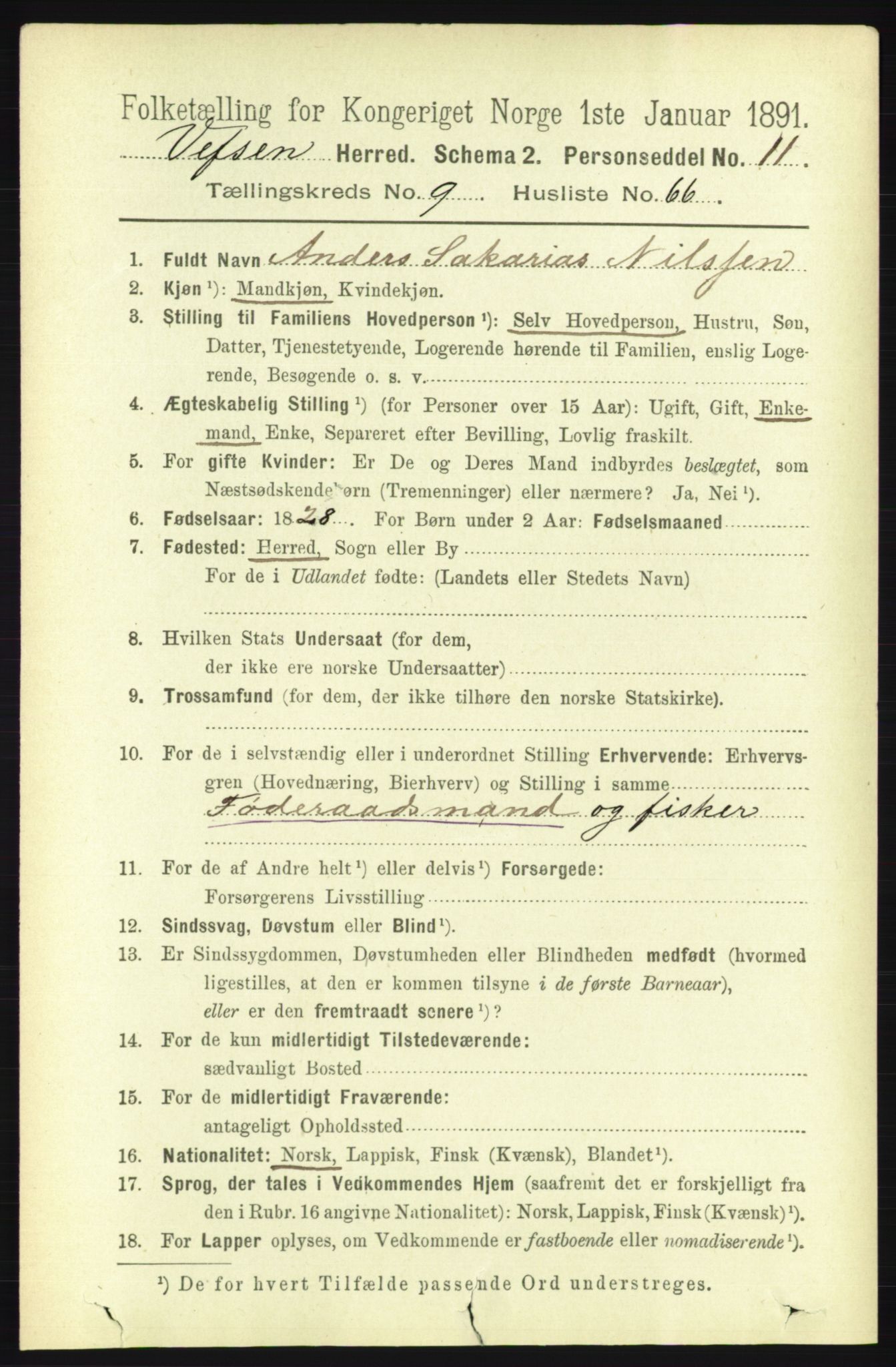 RA, 1891 census for 1824 Vefsn, 1891, p. 5128