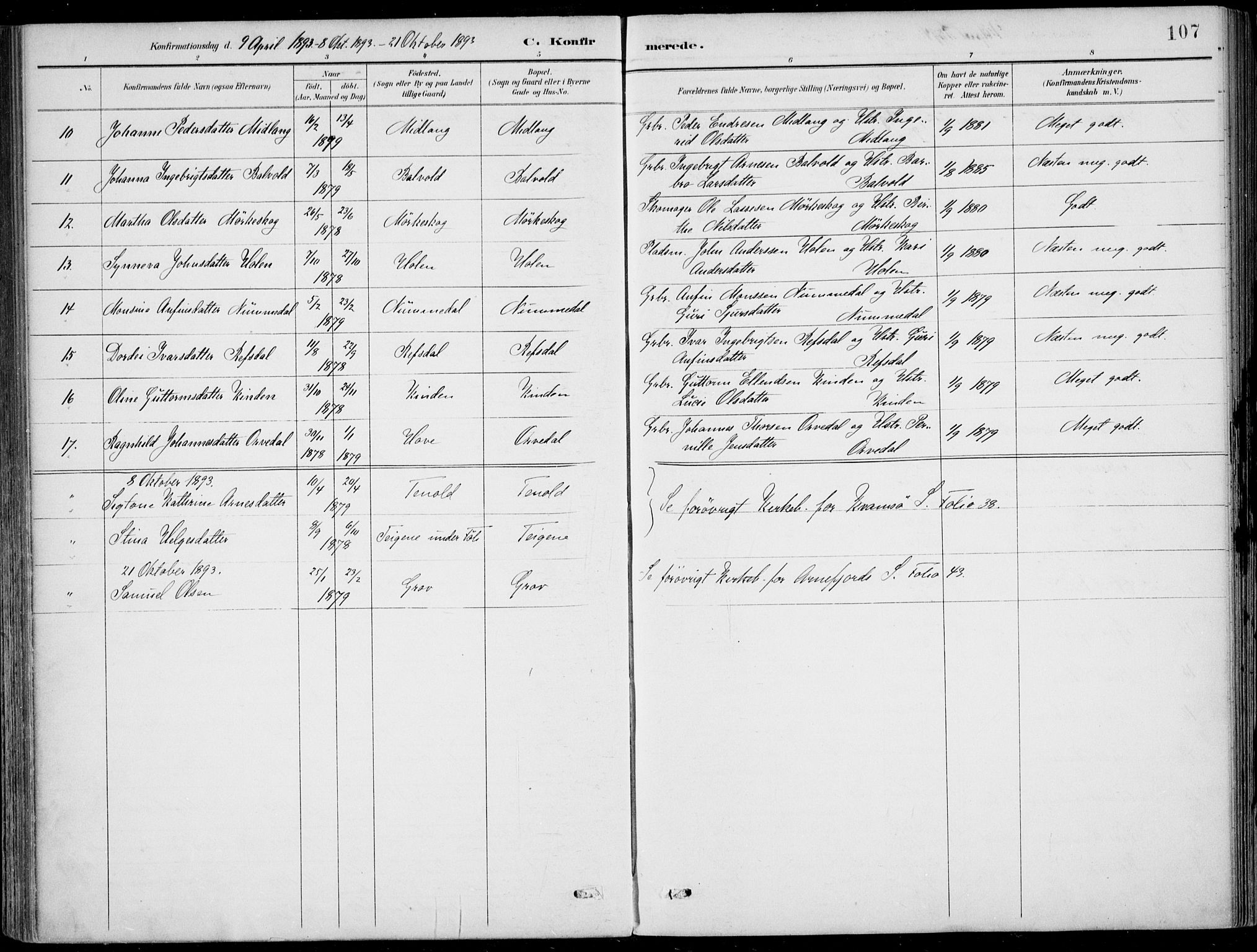 Vik sokneprestembete, AV/SAB-A-81501/H/Haa/Haab/L0002: Parish register (official) no. B  2, 1891-1907, p. 107