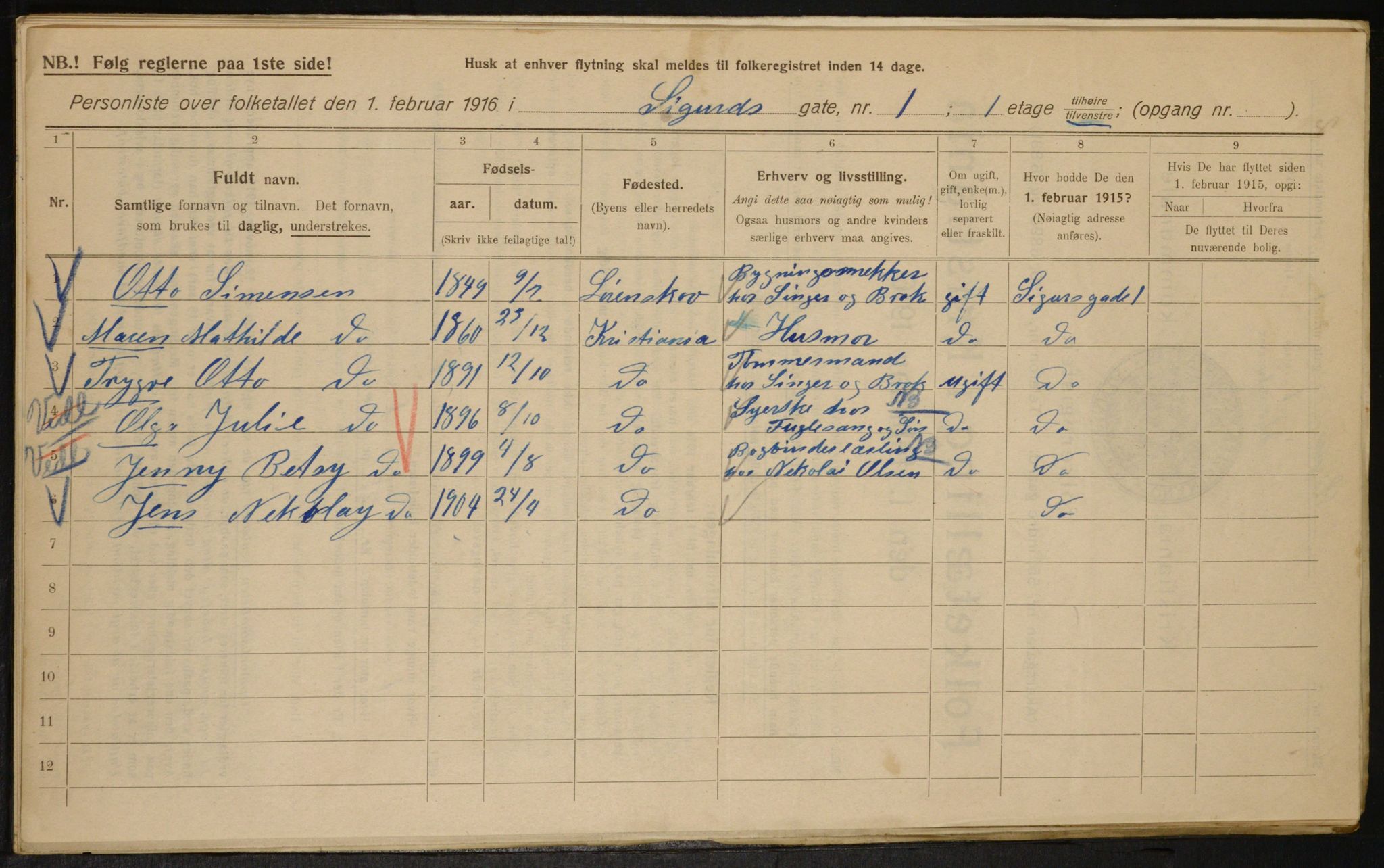 OBA, Municipal Census 1916 for Kristiania, 1916, p. 97194