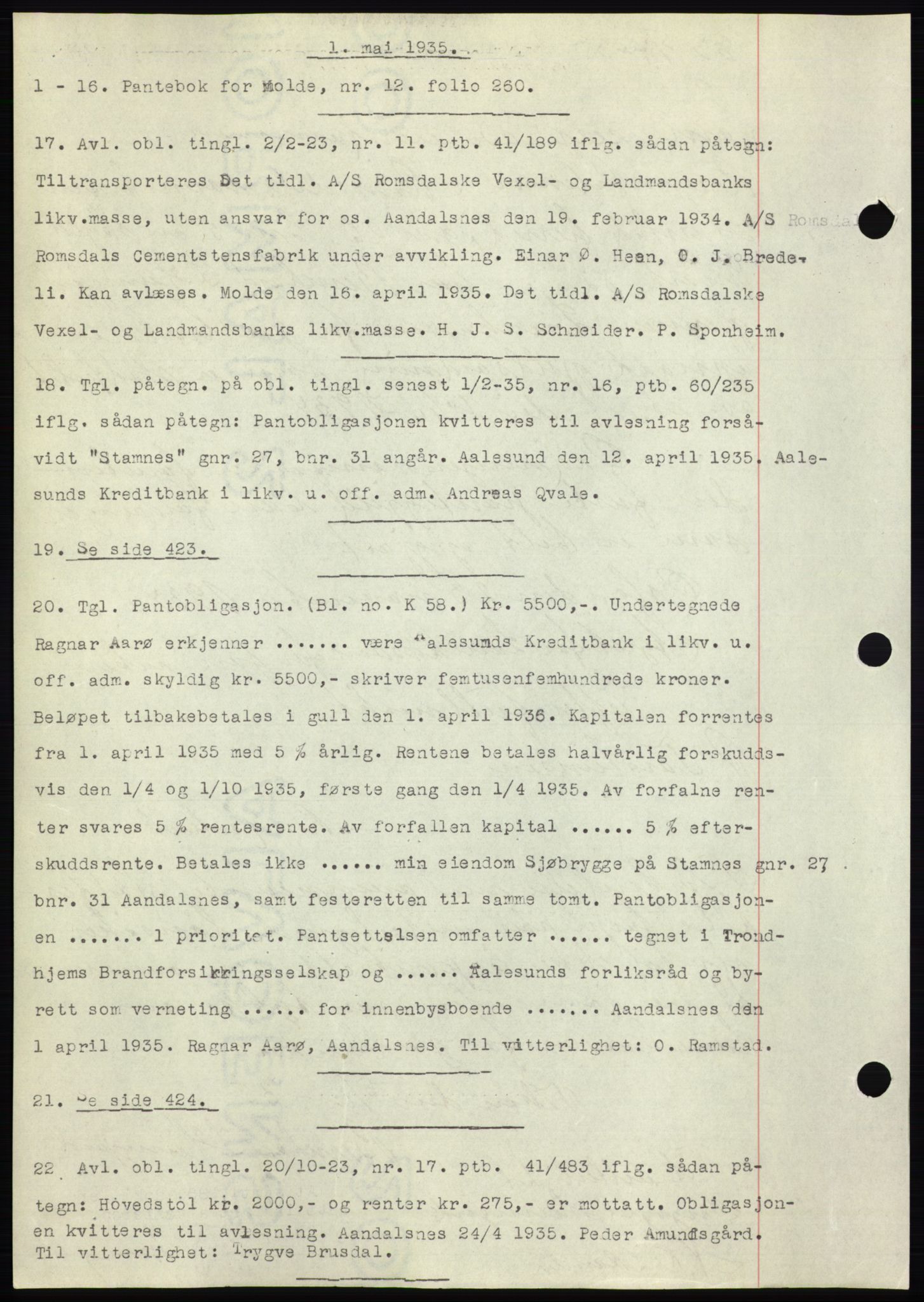 Romsdal sorenskriveri, AV/SAT-A-4149/1/2/2C/L0066: Mortgage book no. 60, 1934-1935, Deed date: 01.05.1935