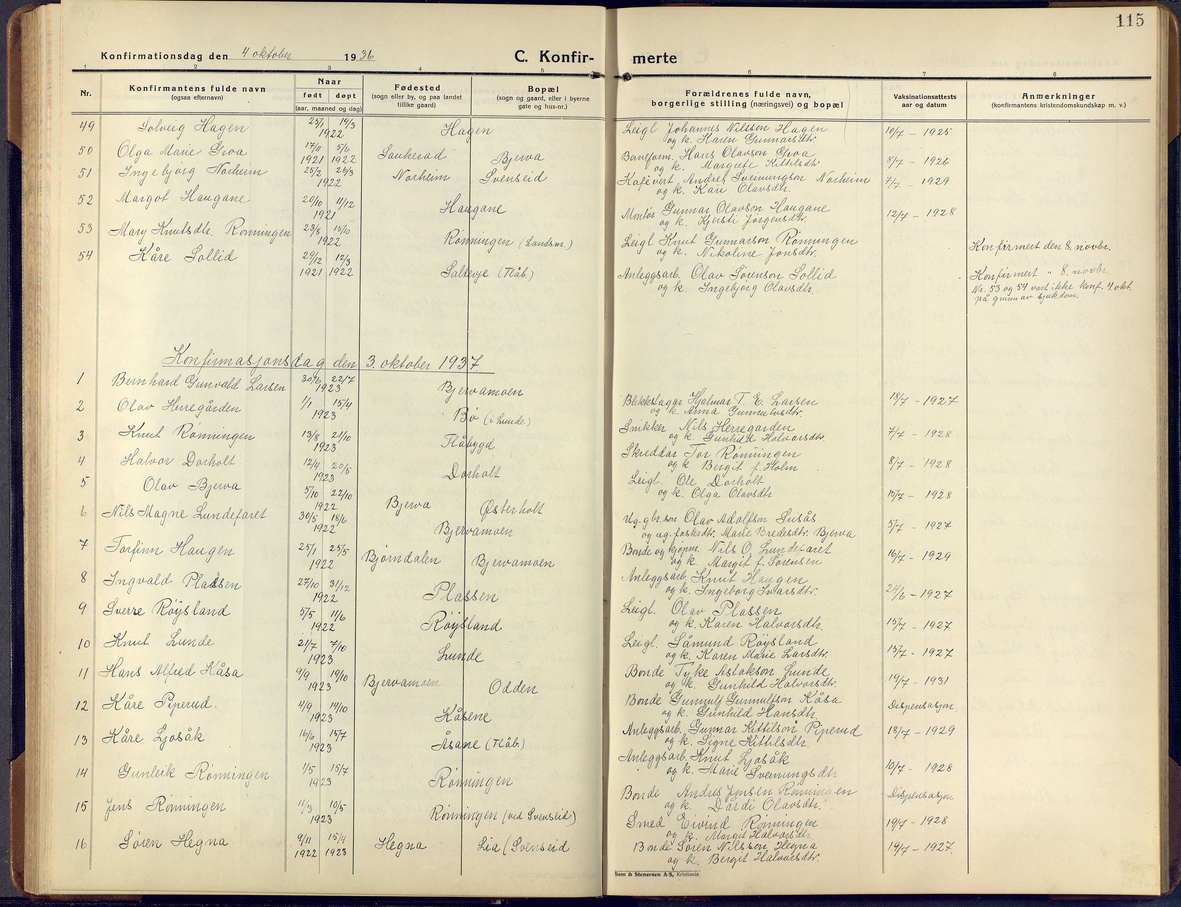 Lunde kirkebøker, SAKO/A-282/F/Fa/L0006: Parish register (official) no. I 6, 1922-1940, p. 115