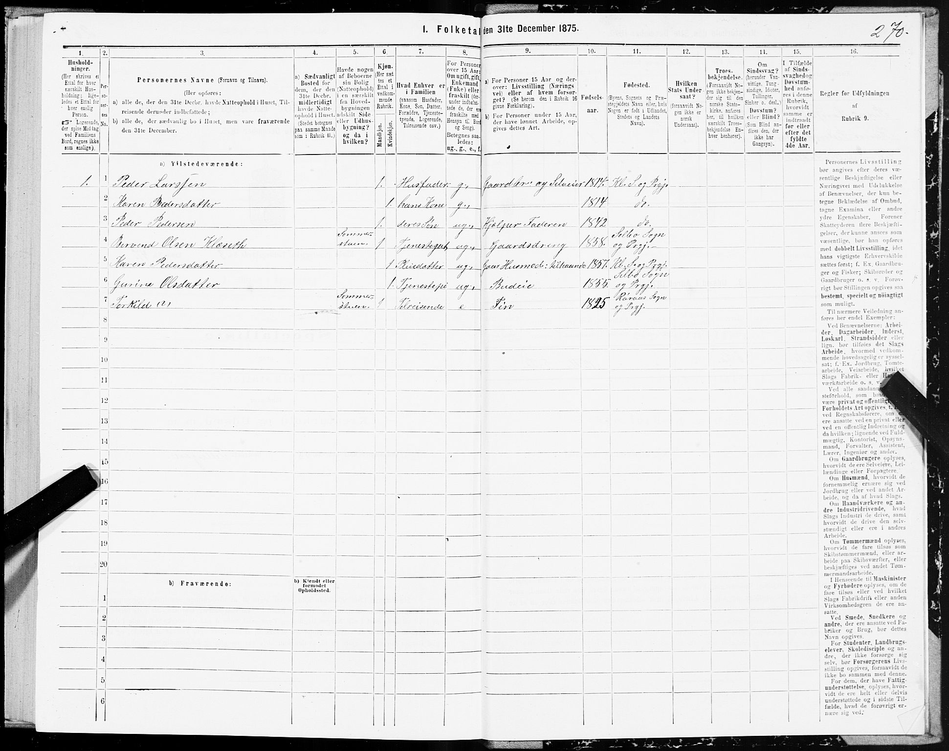 SAT, 1875 census for 1662P Klæbu, 1875, p. 1270