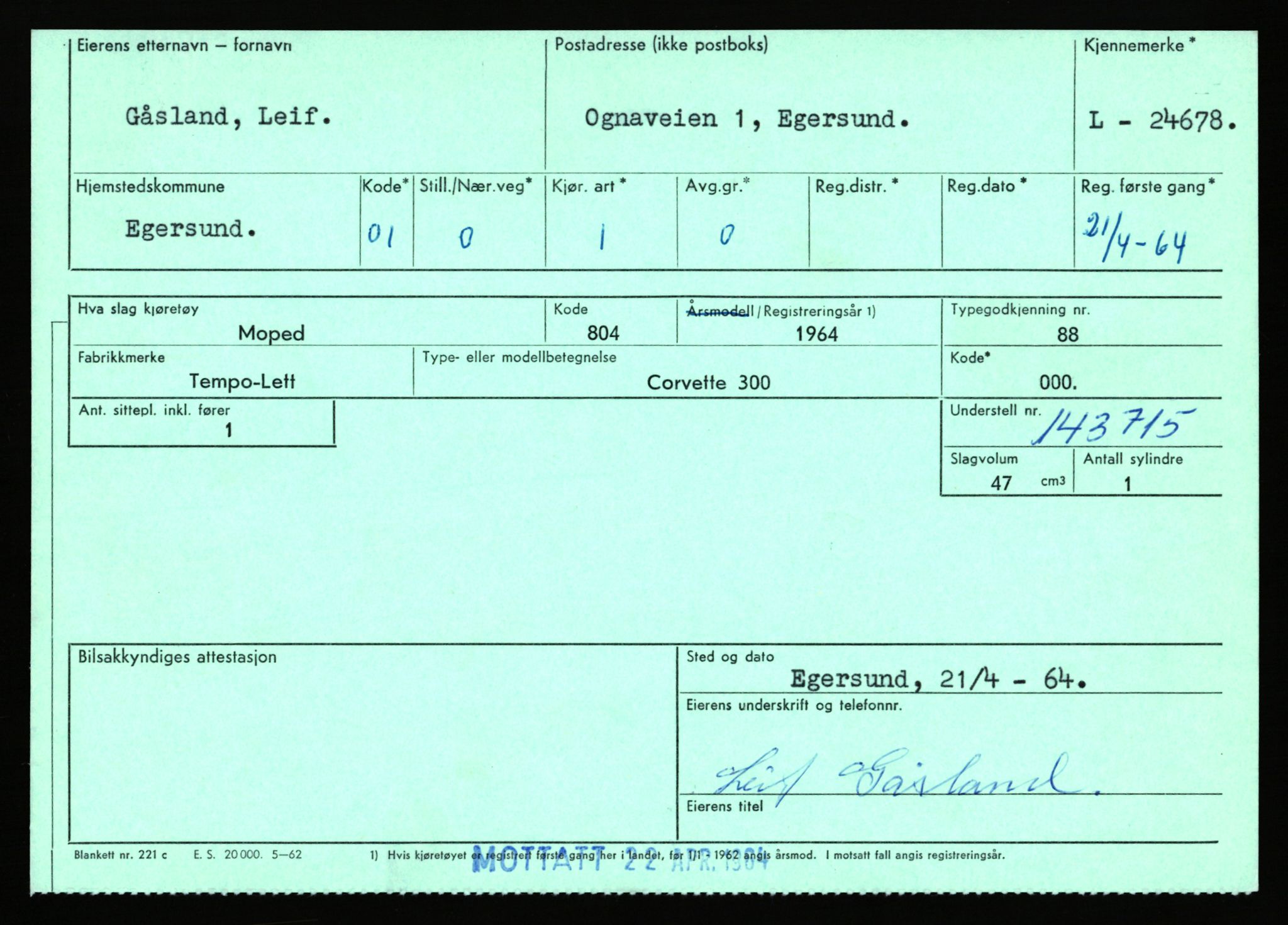 Stavanger trafikkstasjon, AV/SAST-A-101942/0/F/L0042: L-24600 - L-25233, 1930-1971, p. 325