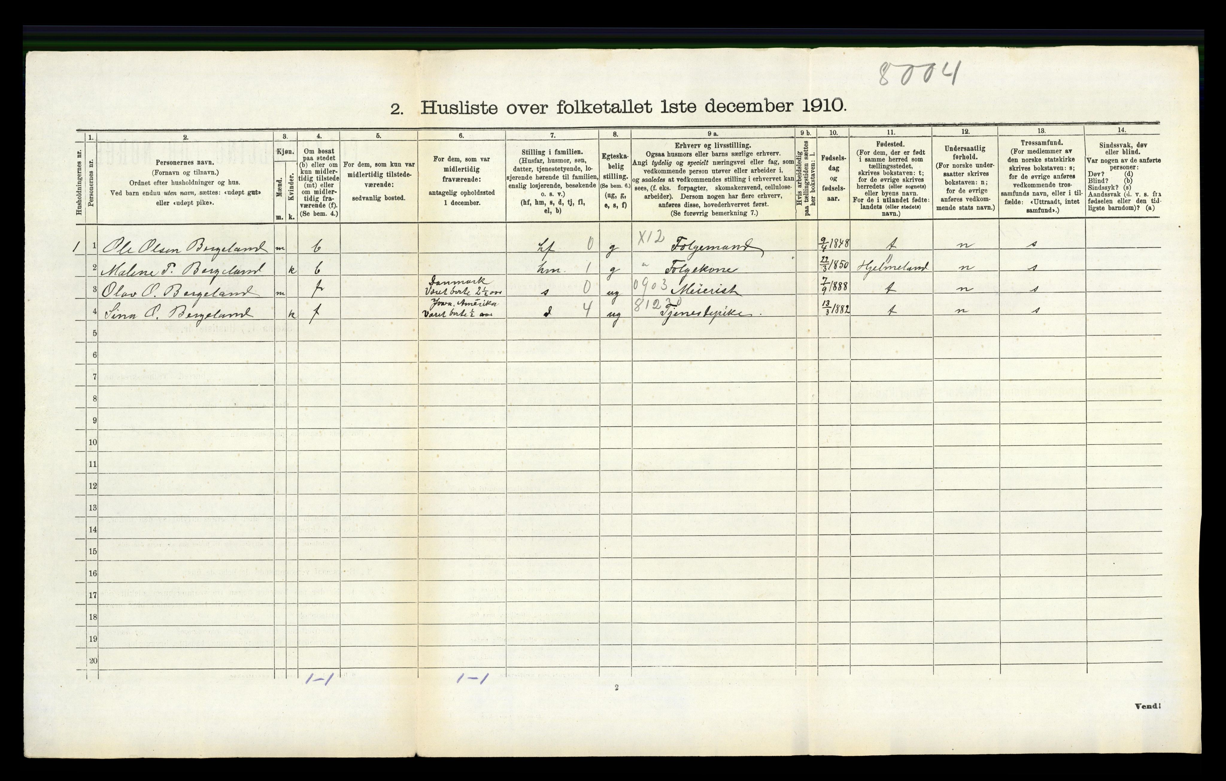 RA, 1910 census for Jelsa, 1910, p. 184