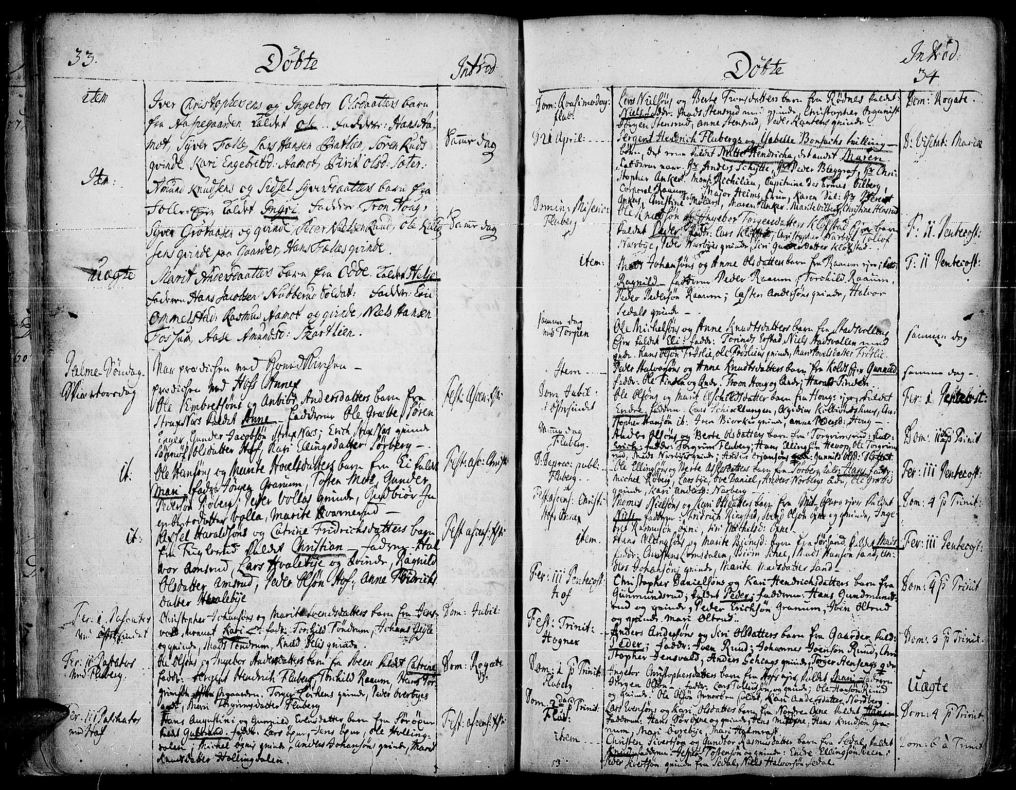 Land prestekontor, AV/SAH-PREST-120/H/Ha/Haa/L0002: Parish register (official) no. 2, 1733-1764, p. 33-34