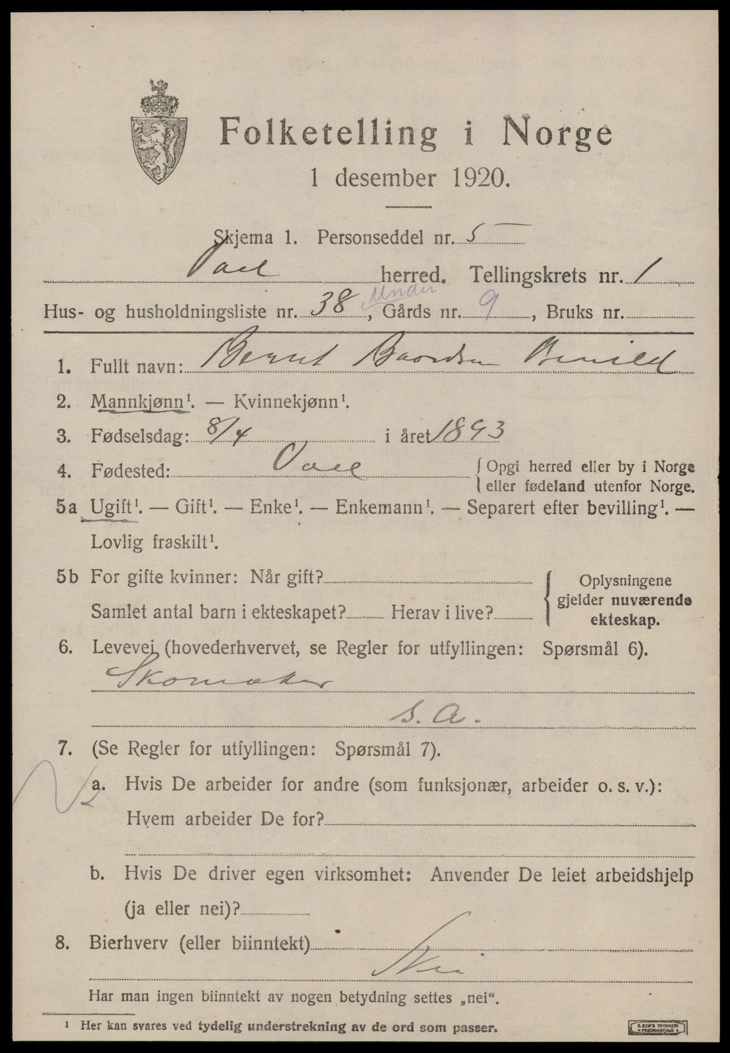 SAT, 1920 census for Voll, 1920, p. 793