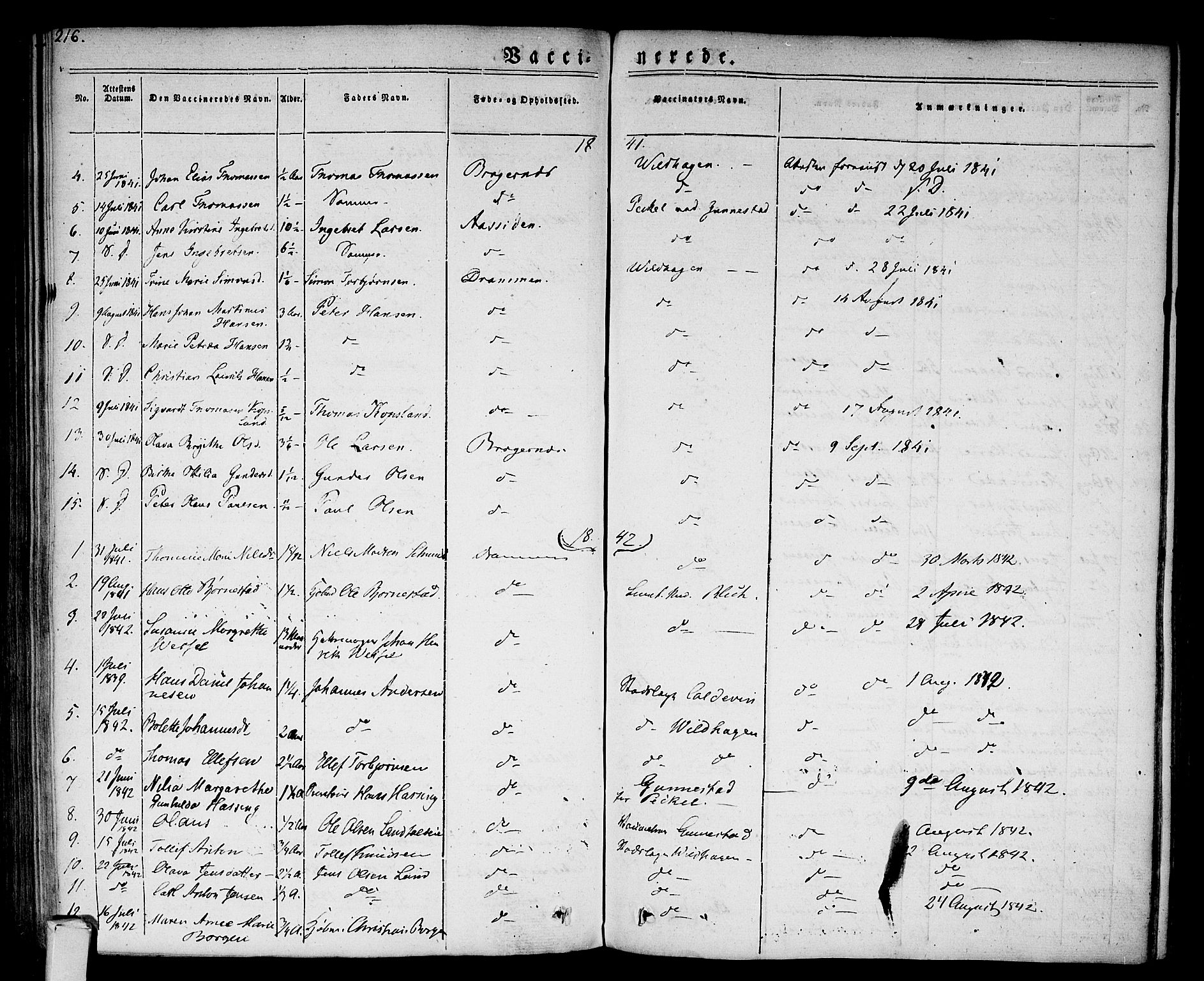 Bragernes kirkebøker, SAKO/A-6/F/Fc/L0001: Parish register (official) no. III 1, 1830-1853, p. 216