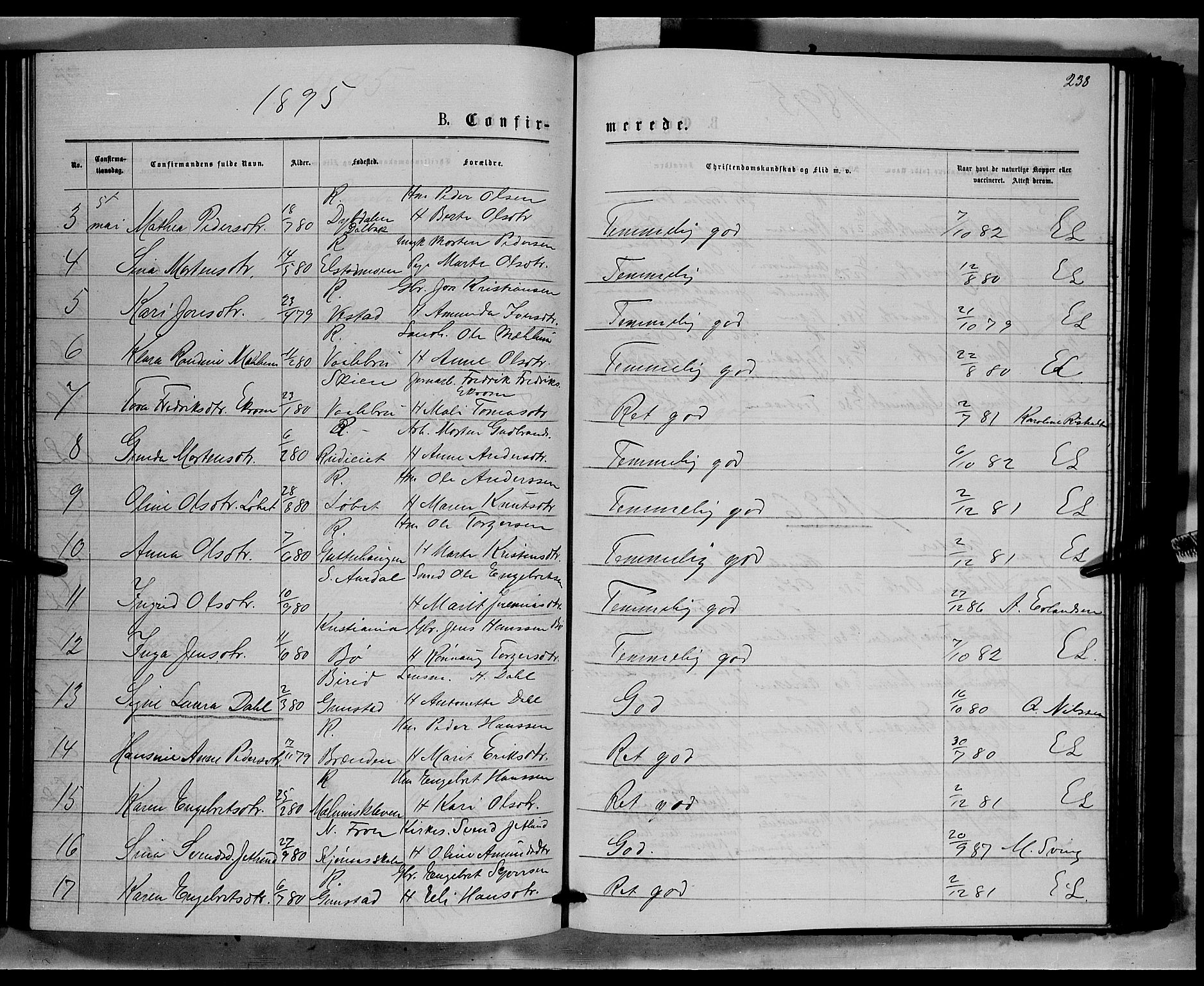 Ringebu prestekontor, AV/SAH-PREST-082/H/Ha/Hab/L0006: Parish register (copy) no. 6, 1880-1898, p. 238