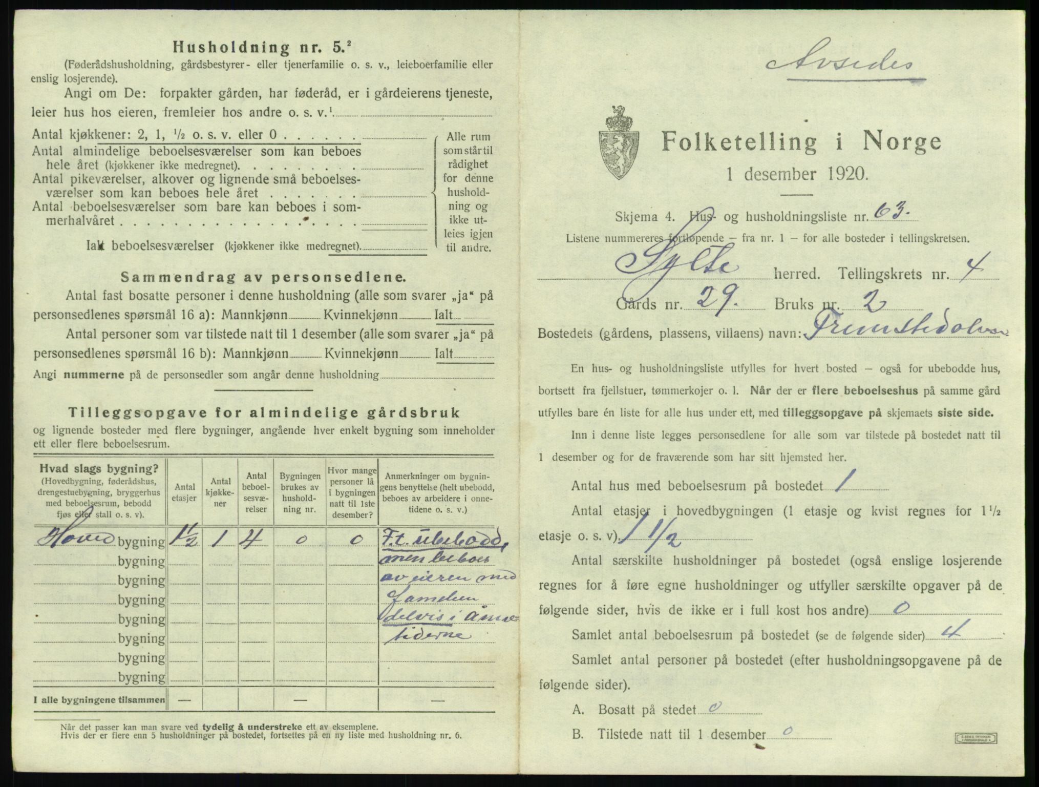 SAT, 1920 census for Sylte, 1920, p. 575