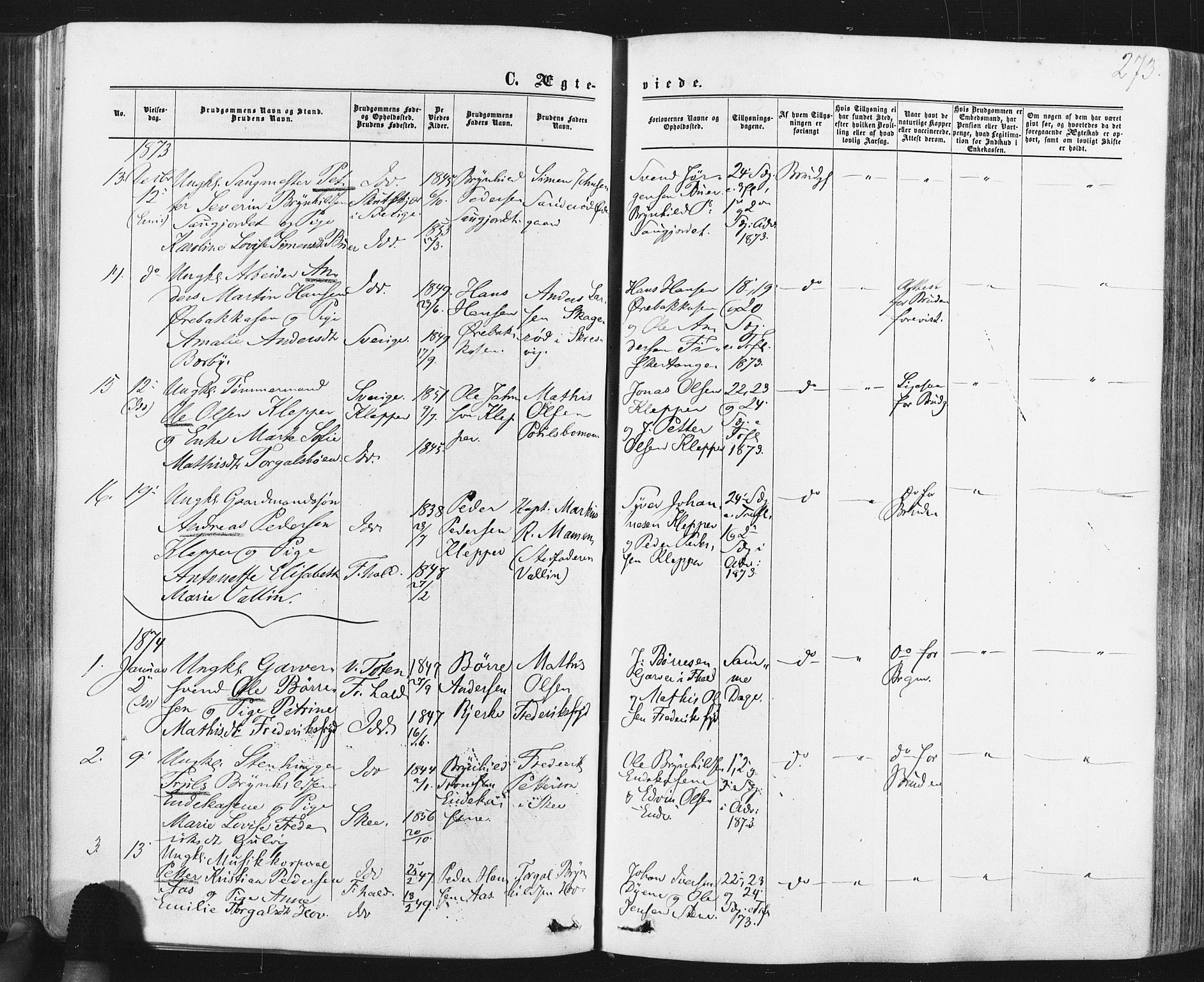 Idd prestekontor Kirkebøker, SAO/A-10911/F/Fc/L0005: Parish register (official) no. III 5, 1861-1877, p. 273