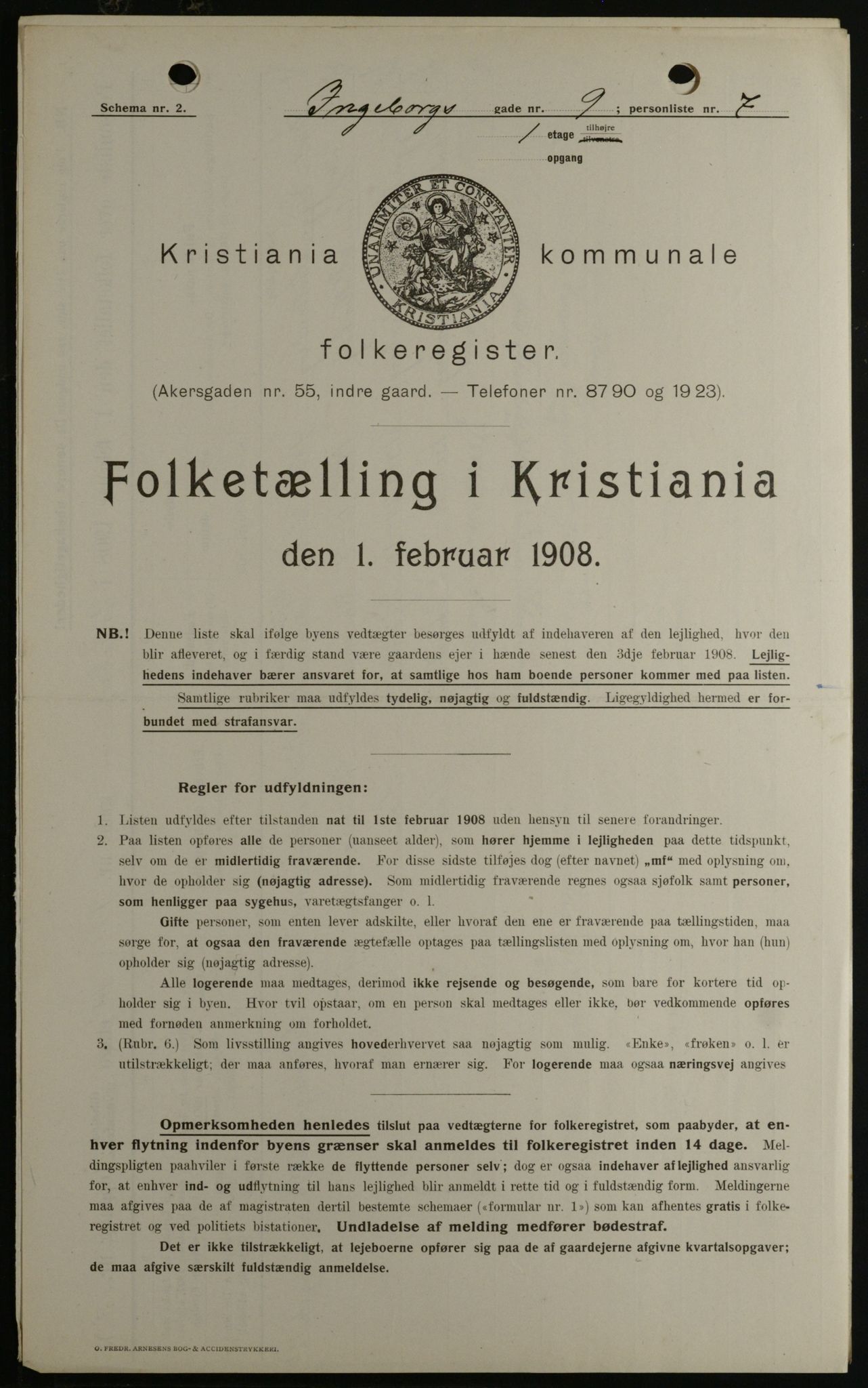 OBA, Municipal Census 1908 for Kristiania, 1908, p. 39332