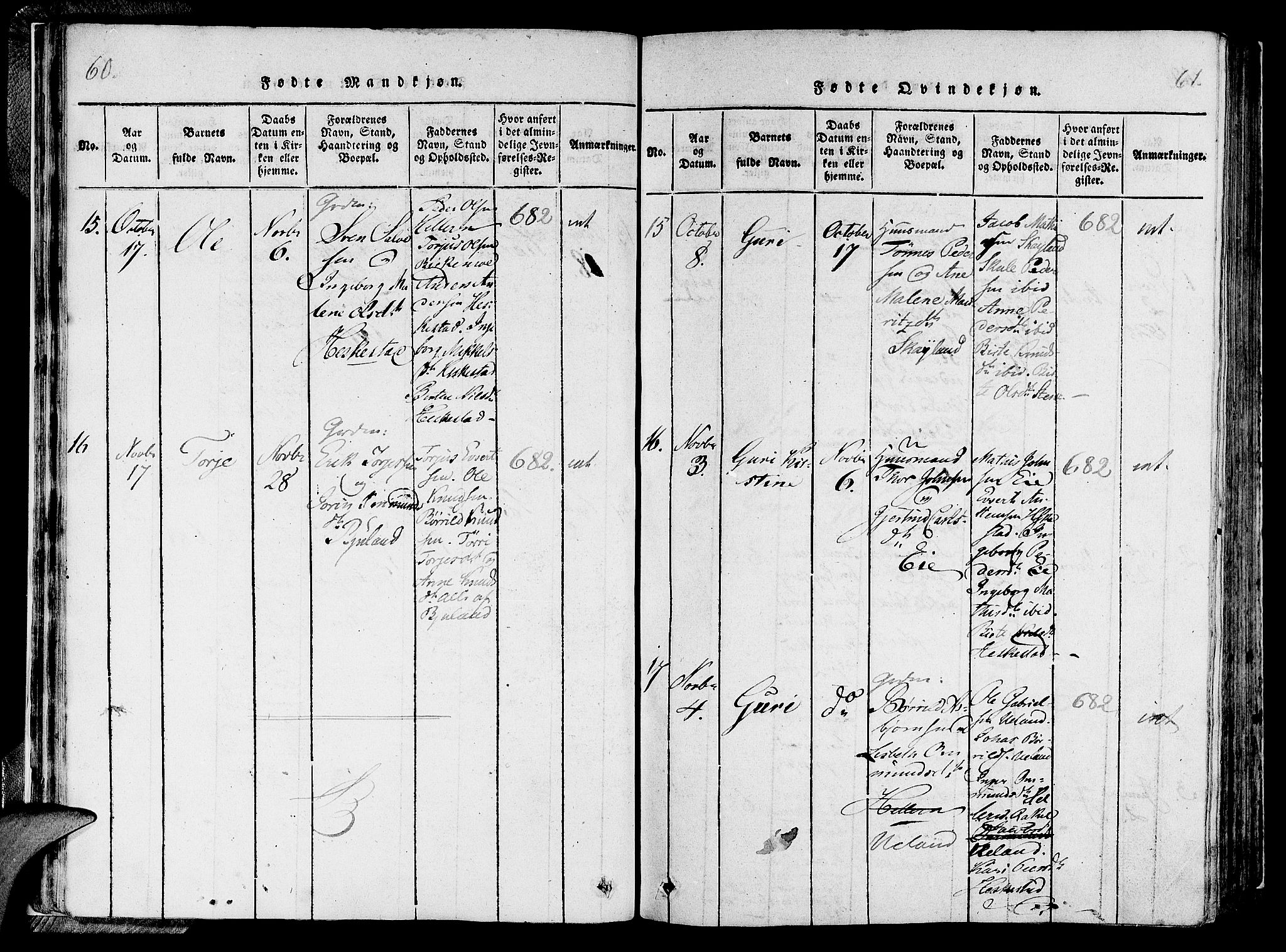 Lund sokneprestkontor, SAST/A-101809/S06/L0006: Parish register (official) no. A 6, 1816-1839, p. 60-61