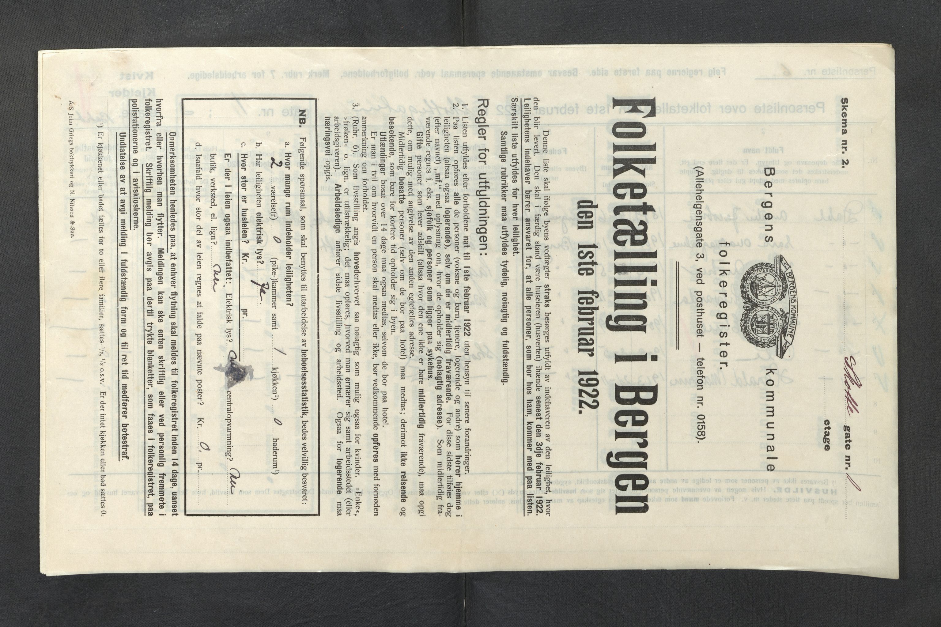 SAB, Municipal Census 1922 for Bergen, 1922, p. 37291
