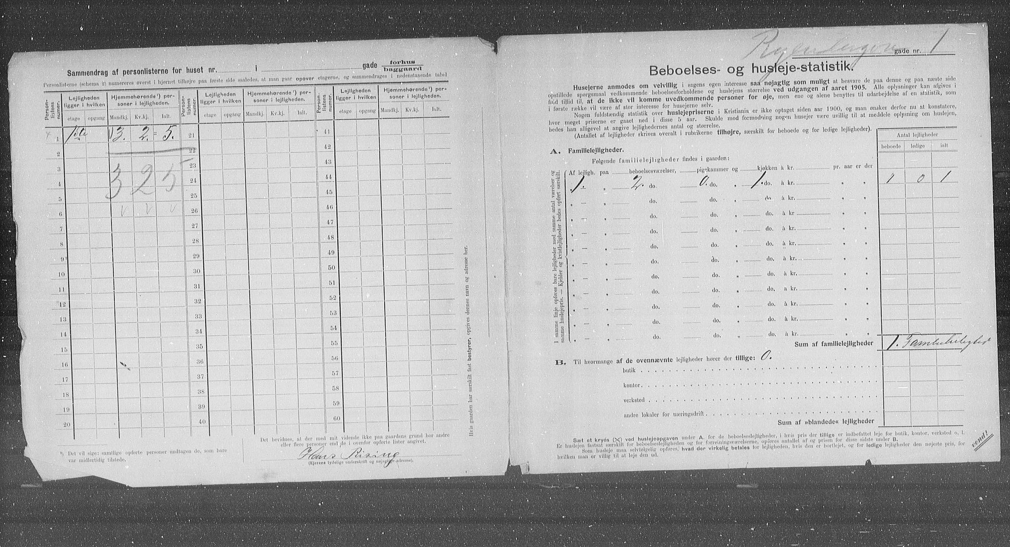 OBA, Municipal Census 1905 for Kristiania, 1905, p. 45142