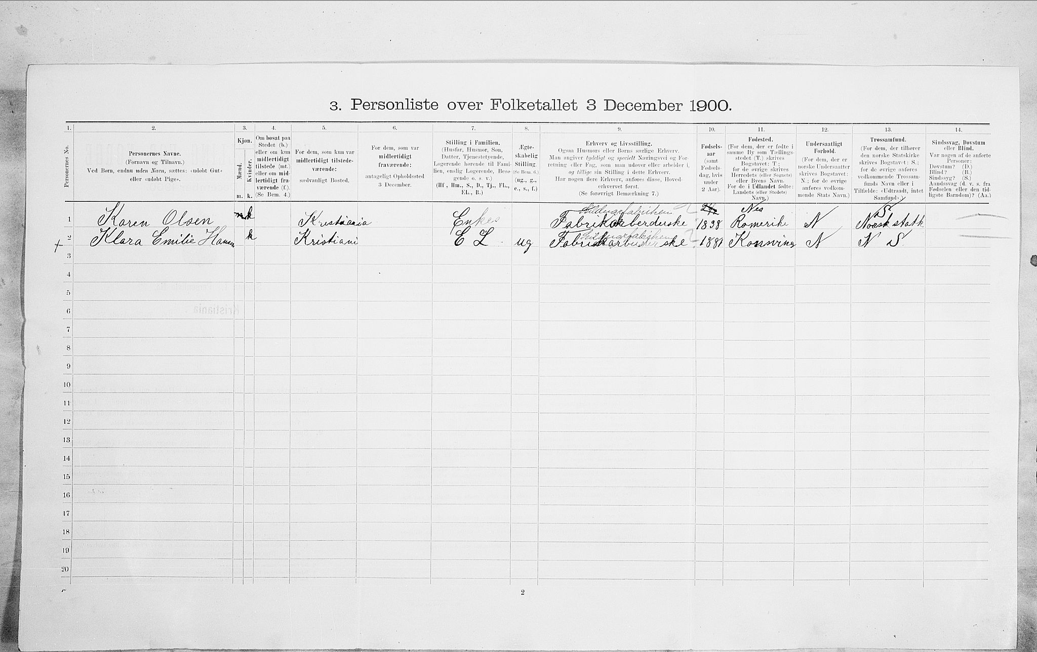 SAO, 1900 census for Kristiania, 1900, p. 91015