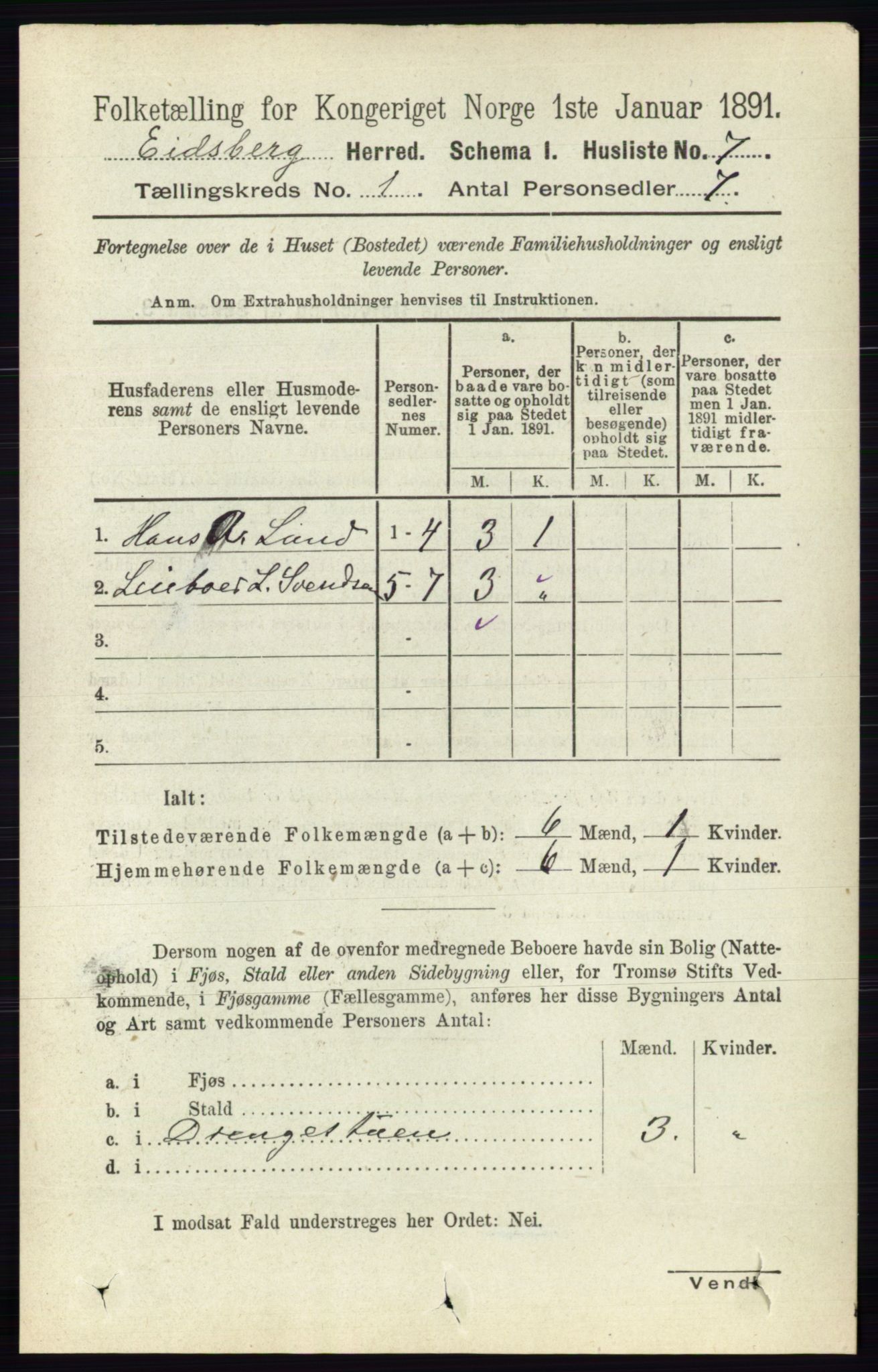 RA, 1891 census for 0125 Eidsberg, 1891, p. 40