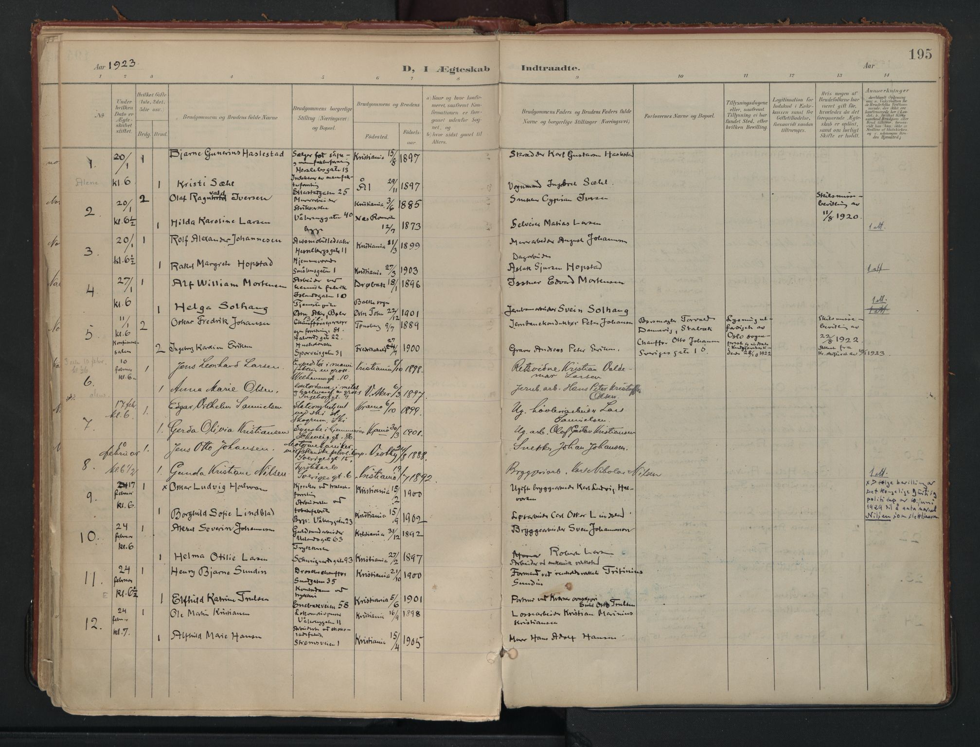 Vålerengen prestekontor Kirkebøker, AV/SAO-A-10878/F/Fa/L0002: Parish register (official) no. 2, 1899-1924, p. 195
