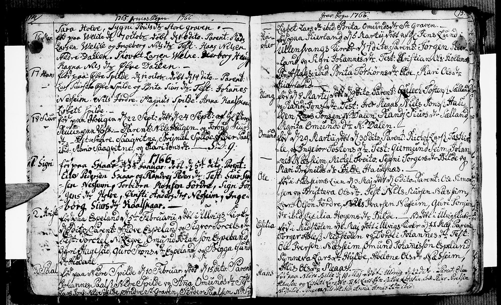 Ulvik sokneprestembete, SAB/A-78801/H/Haa: Parish register (official) no. A 7, 1761-1792, p. 14-15