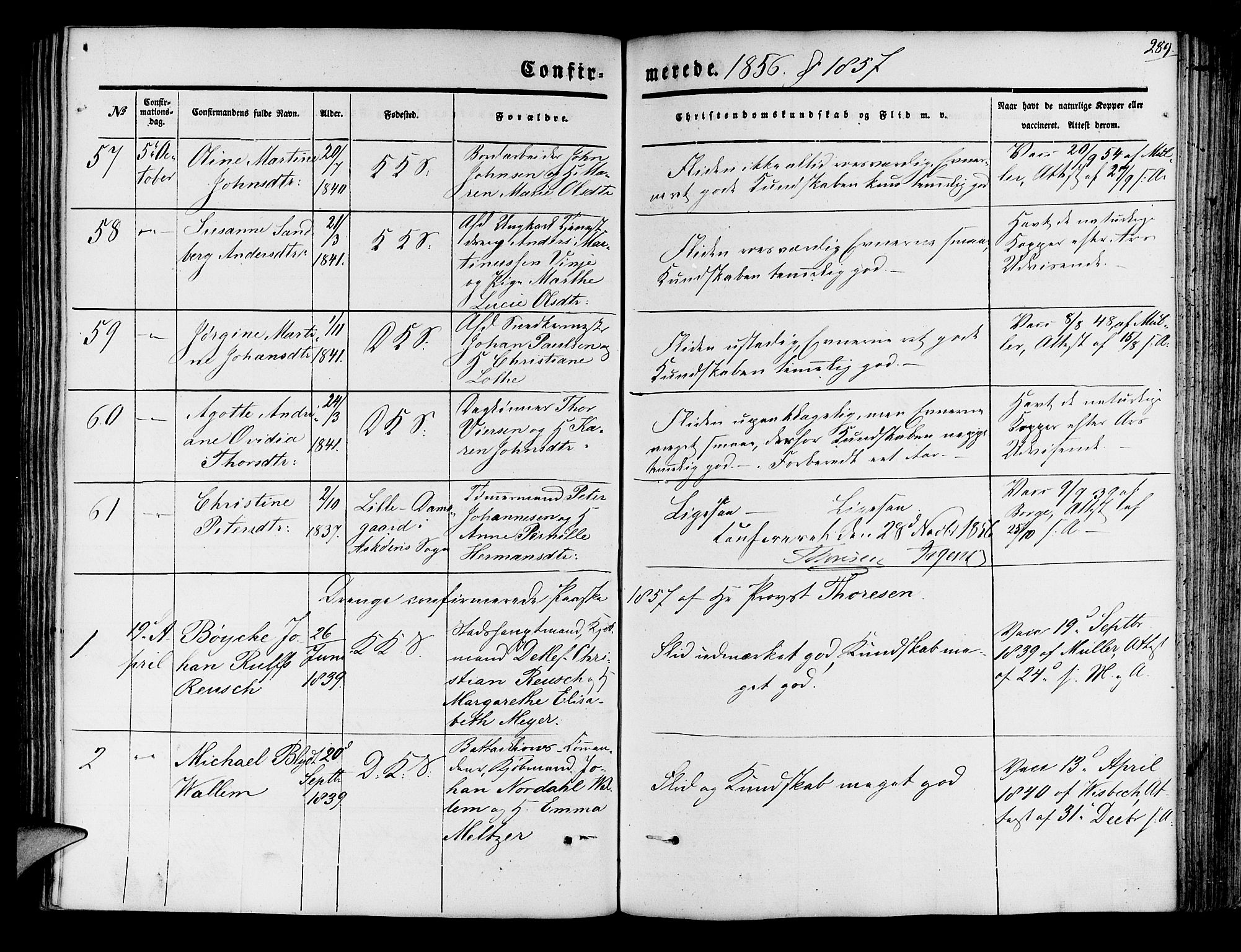 Korskirken sokneprestembete, SAB/A-76101/H/Hab: Parish register (copy) no. C 1, 1839-1868, p. 289