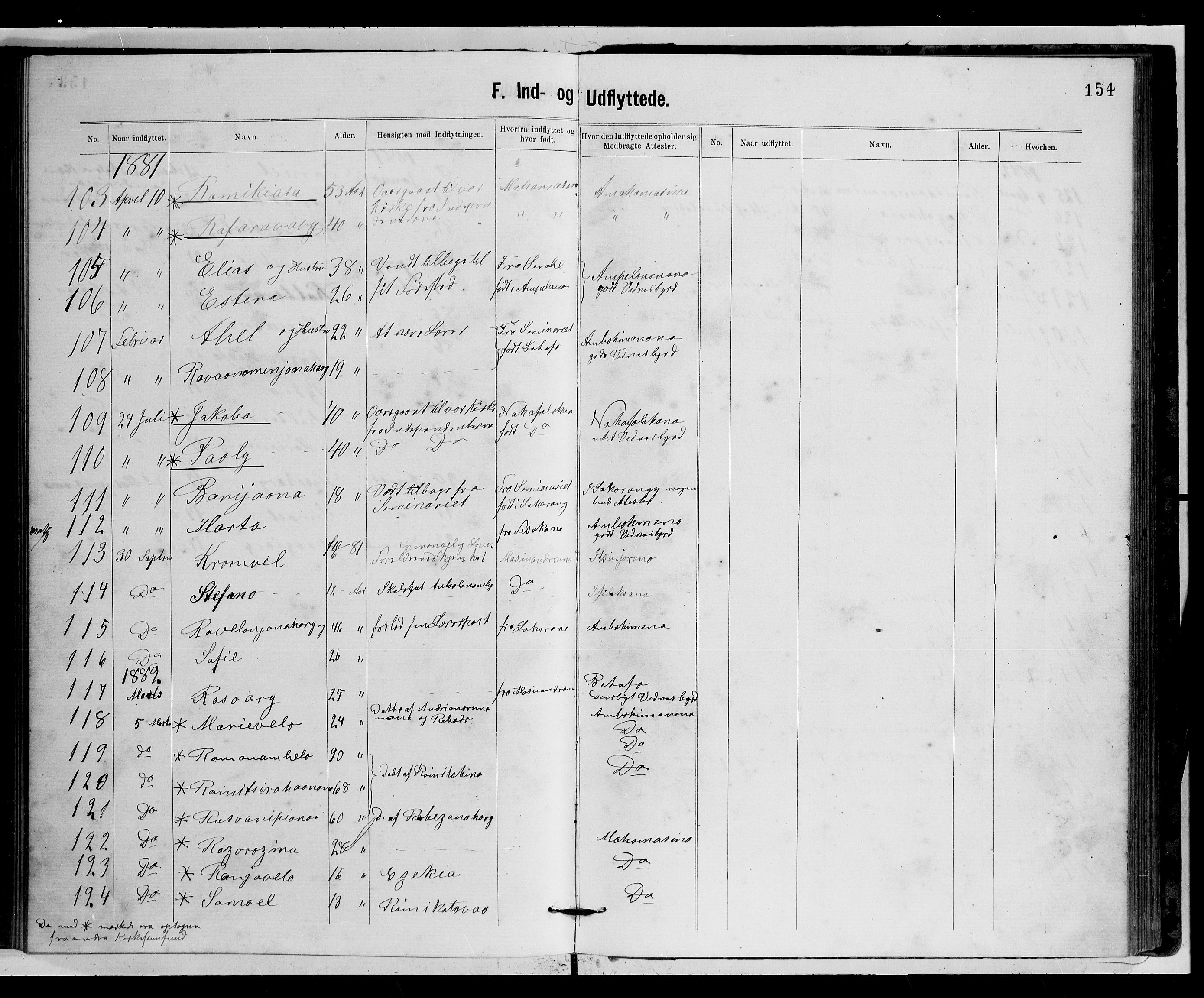 Archives FLM/NMS, Madagaskar, VID/MA-A-1163/D/Db/L0269: Parish register (official) no. 1, 1867-1884, p. 154