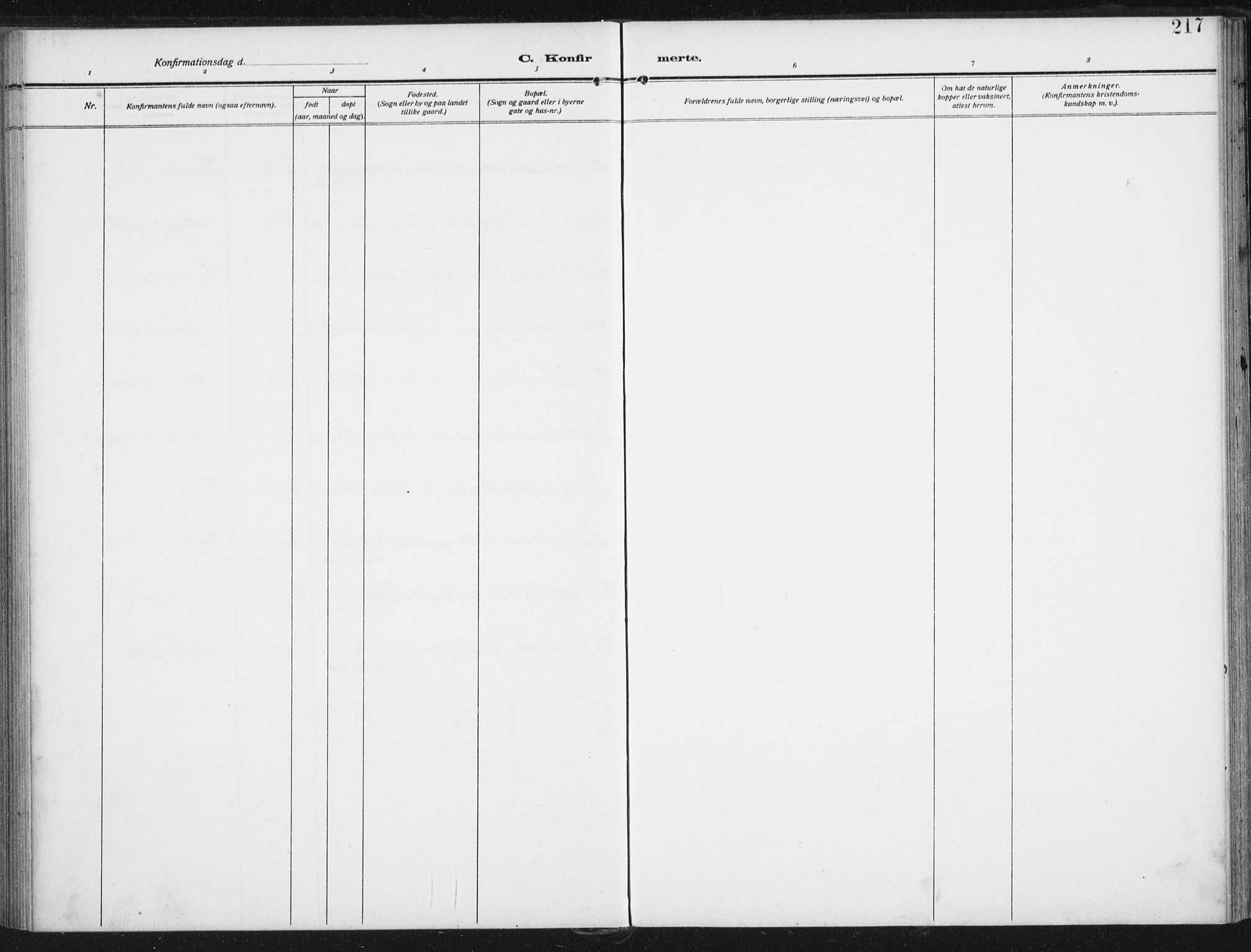 Ministerialprotokoller, klokkerbøker og fødselsregistre - Nordland, AV/SAT-A-1459/880/L1135: Parish register (official) no. 880A09, 1908-1919, p. 217