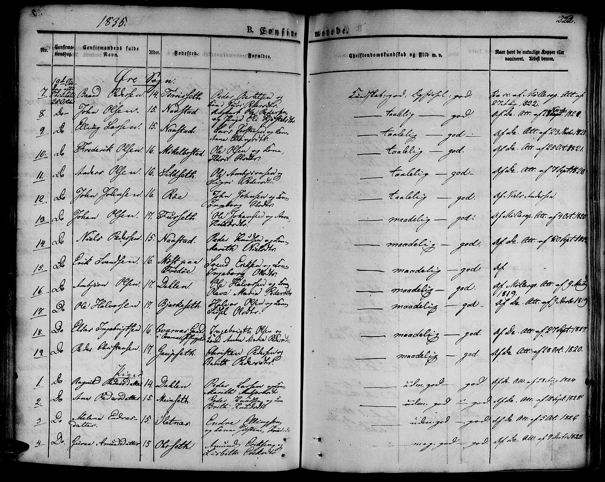 Ministerialprotokoller, klokkerbøker og fødselsregistre - Møre og Romsdal, AV/SAT-A-1454/586/L0983: Parish register (official) no. 586A09, 1829-1843, p. 223