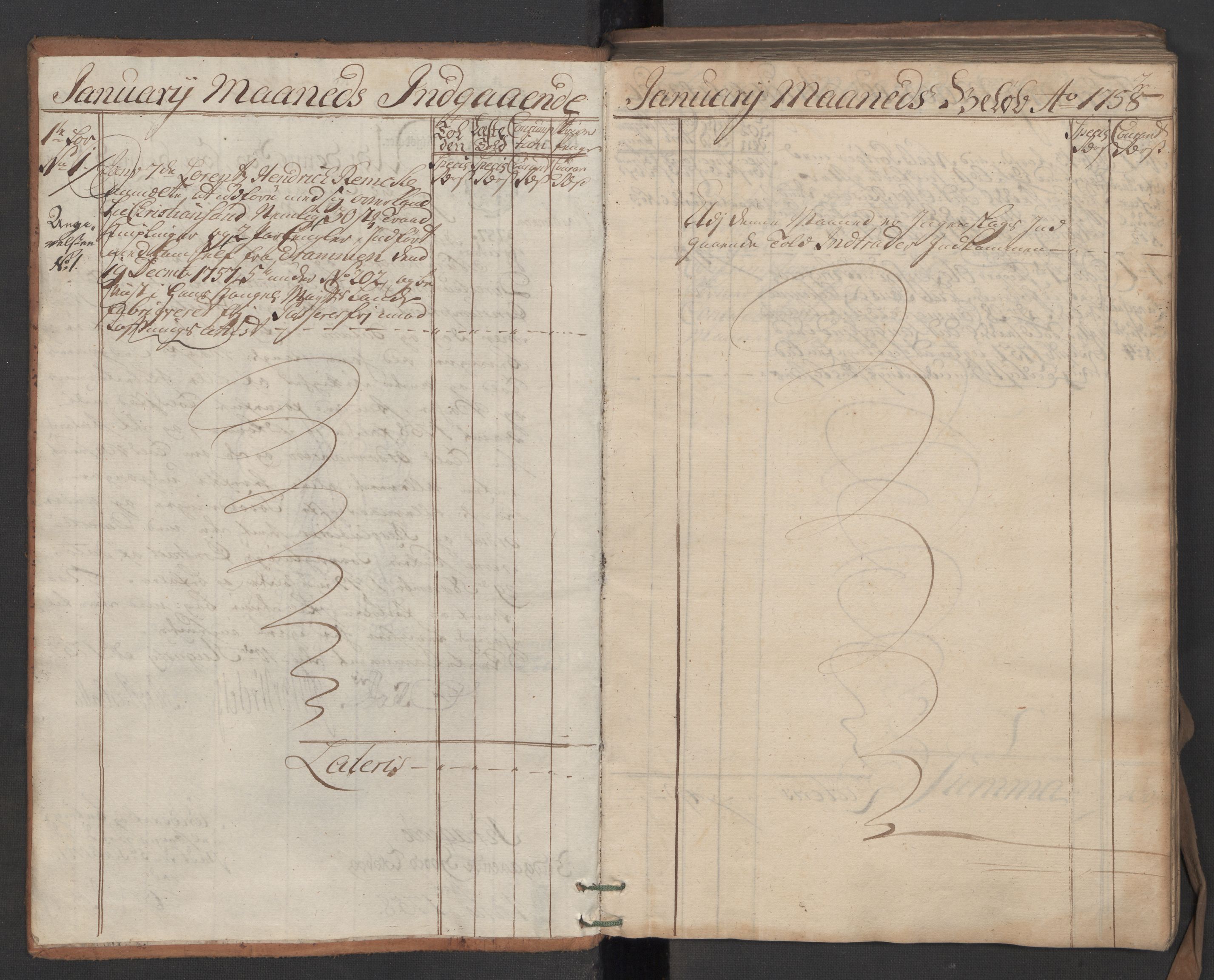 Generaltollkammeret, tollregnskaper, RA/EA-5490/R13/L0024/0001: Tollregnskaper Kragerø / Inngående hovedtollbok, 1758