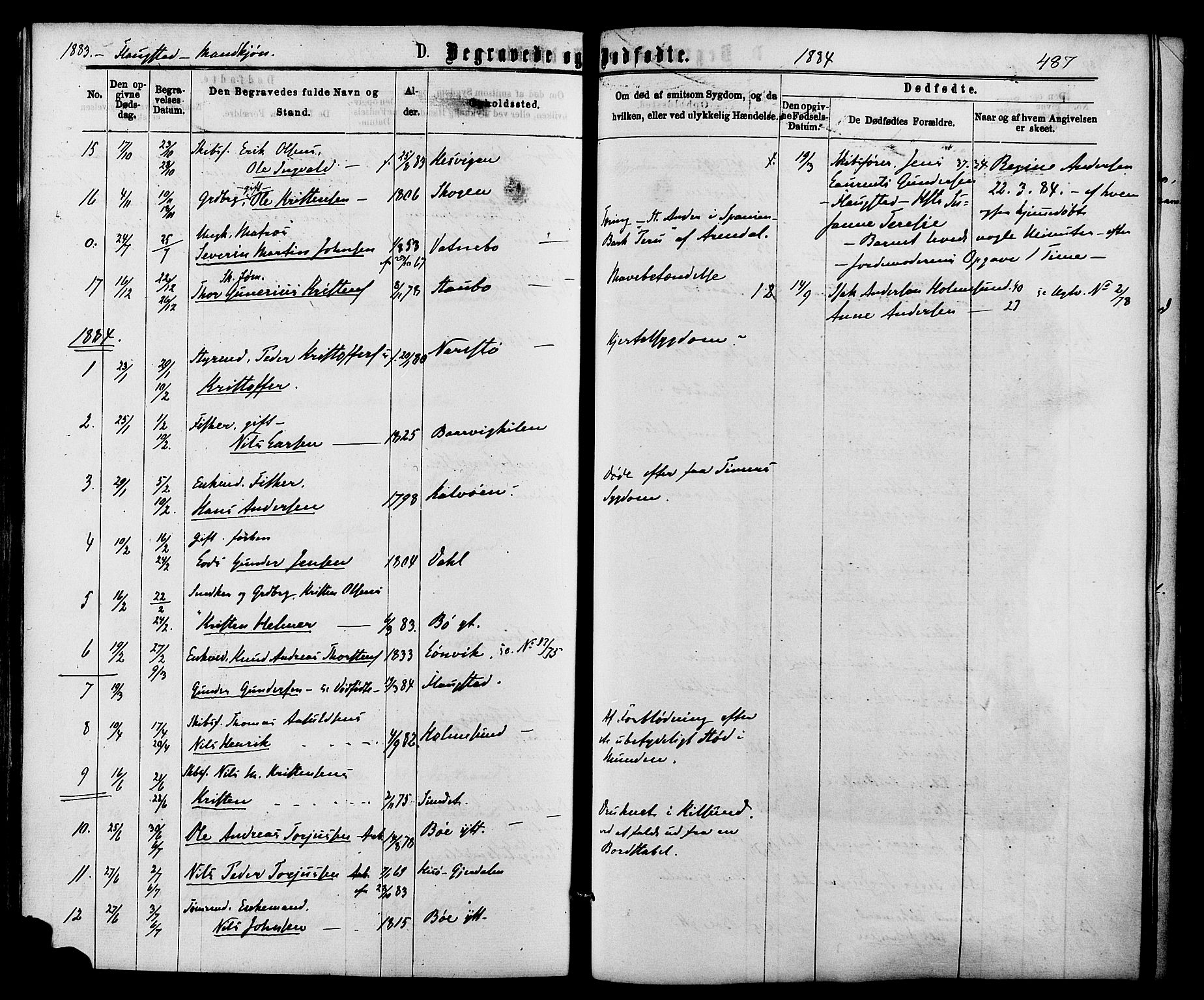 Dypvåg sokneprestkontor, SAK/1111-0007/F/Fa/Faa/L0007: Parish register (official) no. A 7 /2, 1877-1884, p. 487