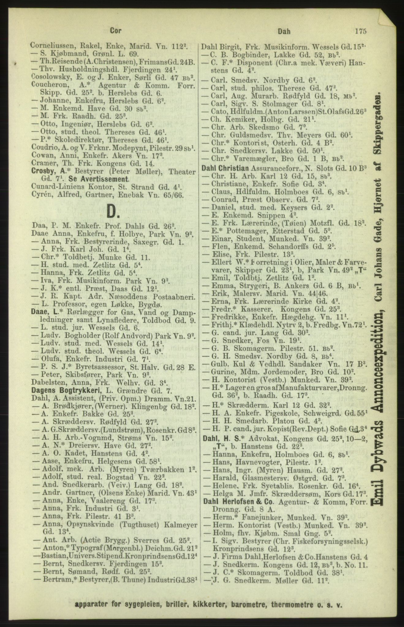 Kristiania/Oslo adressebok, PUBL/-, 1886, p. 175