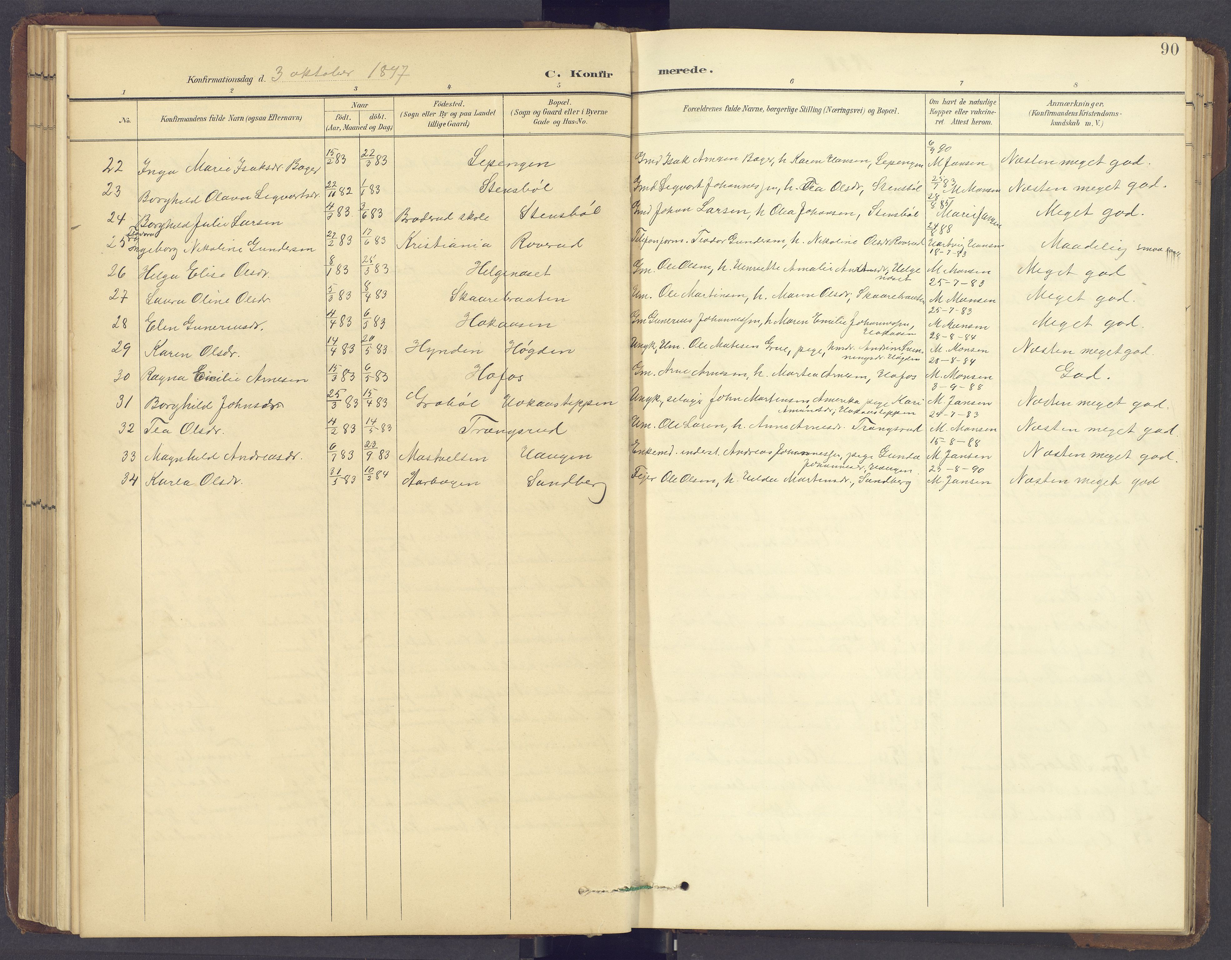 Brandval prestekontor, SAH/PREST-034/H/Ha/Hab/L0002: Parish register (copy) no. 2, 1895-1904, p. 90