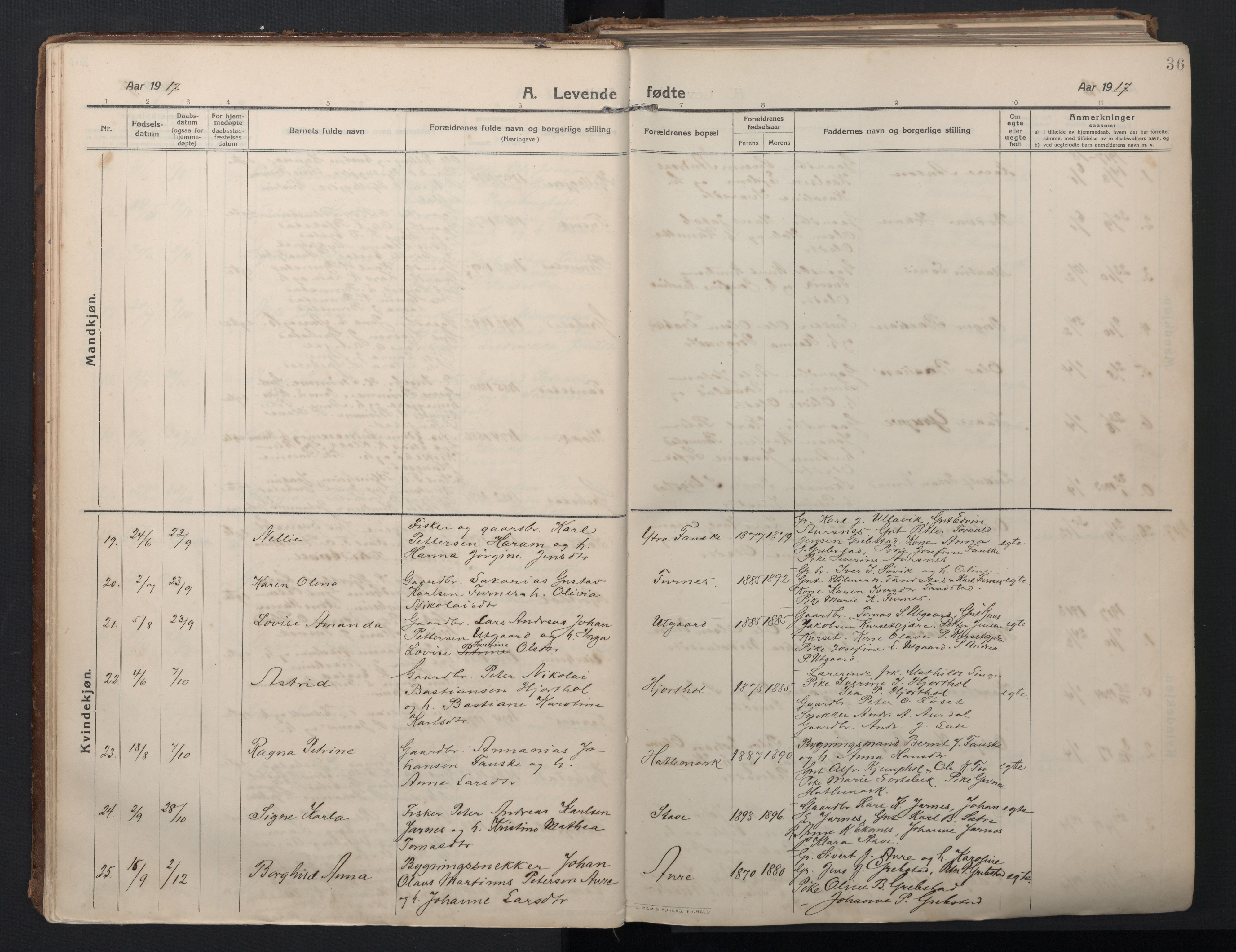 Ministerialprotokoller, klokkerbøker og fødselsregistre - Møre og Romsdal, AV/SAT-A-1454/523/L0337: Parish register (official) no. 523A04, 1911-1929, p. 36