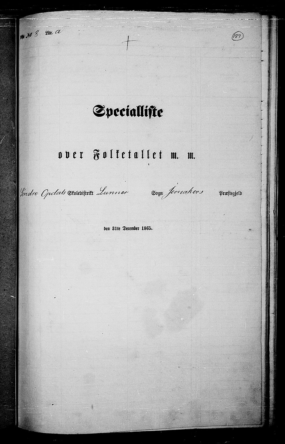 RA, 1865 census for Jevnaker, 1865, p. 171