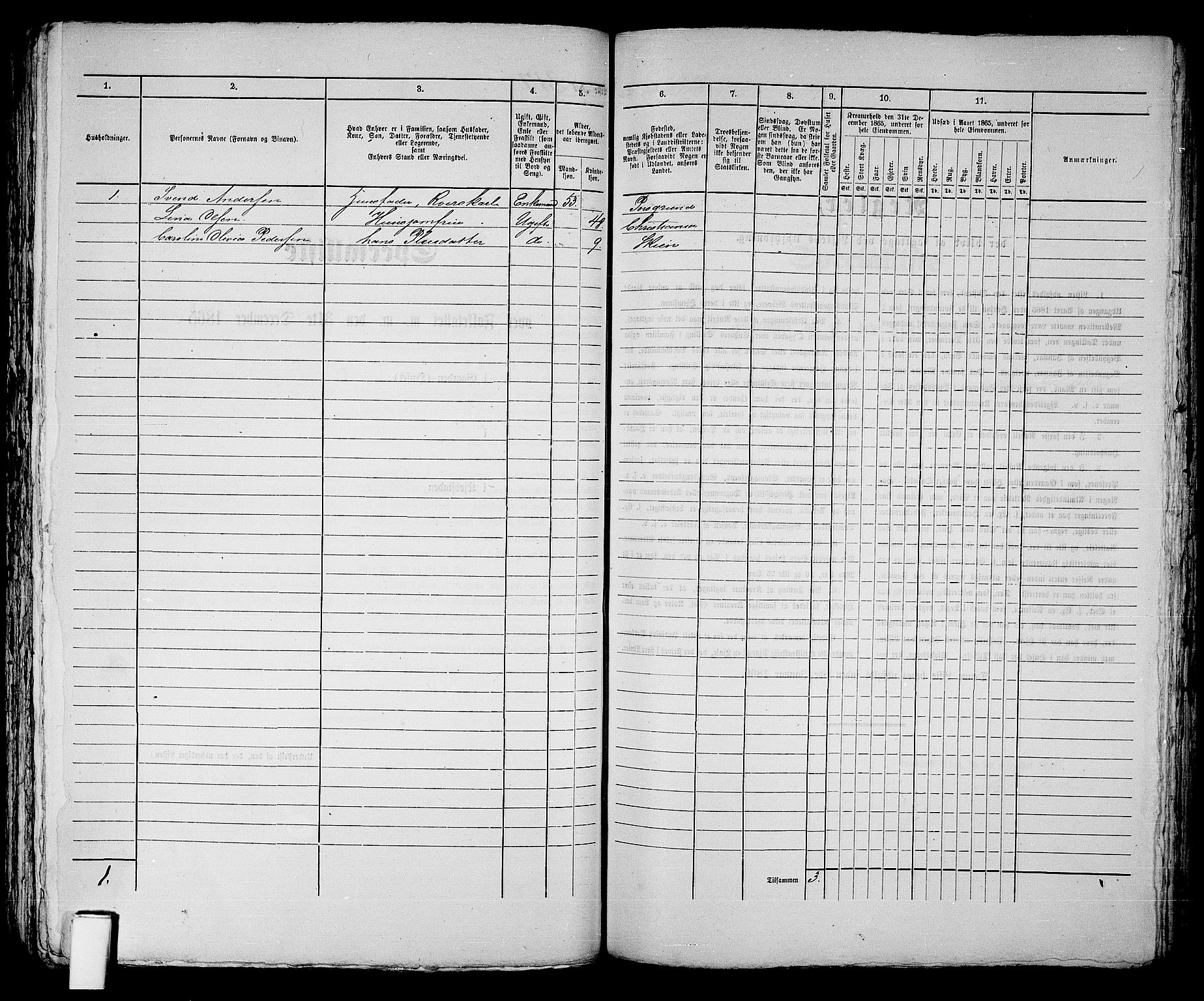 RA, 1865 census for Skien, 1865, p. 649