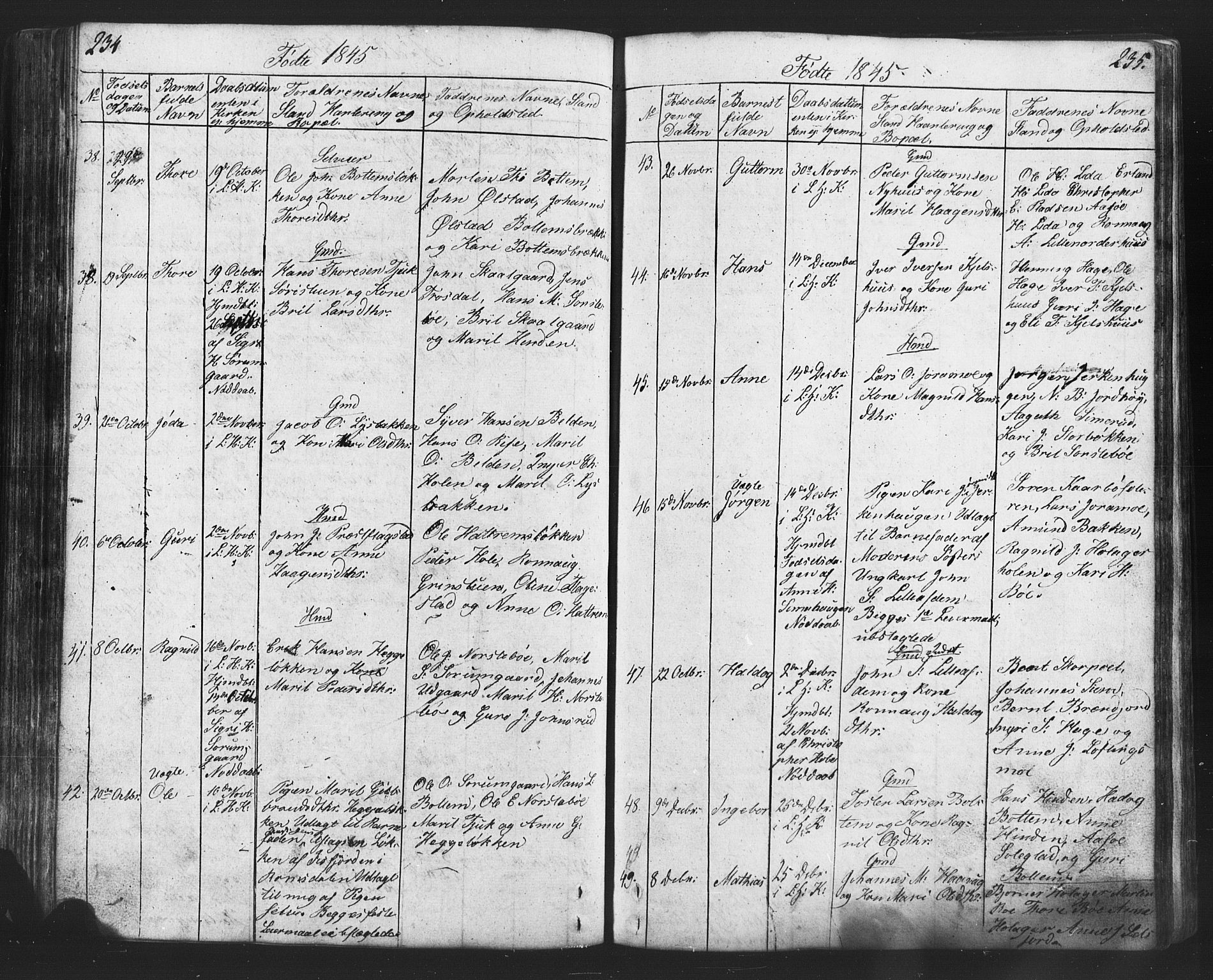 Lesja prestekontor, SAH/PREST-068/H/Ha/Hab/L0002: Parish register (copy) no. 2, 1832-1850, p. 234-235