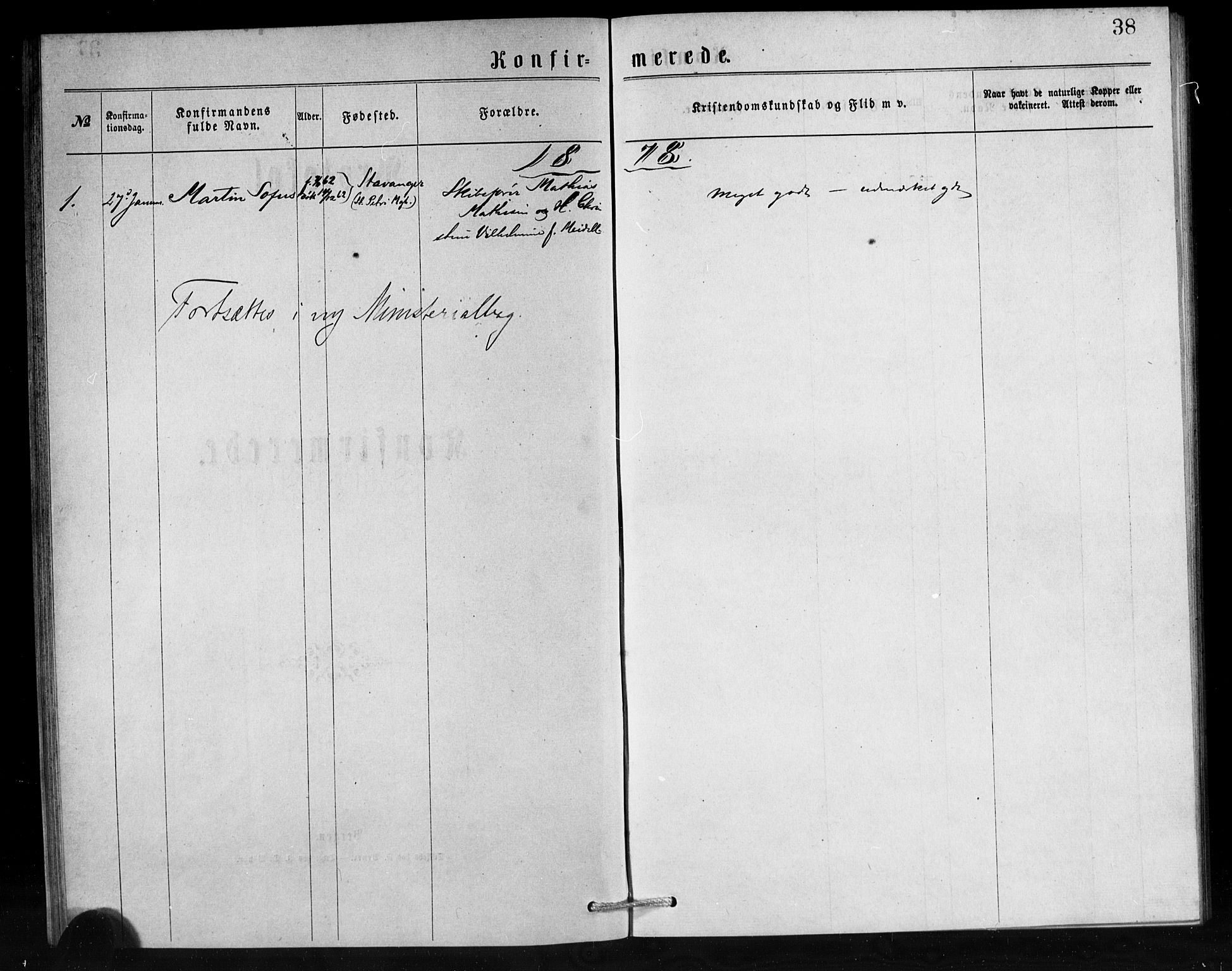 Den norske sjømannsmisjon i utlandet/Hollandske havner (Amsterdam-Rotterdam-Europort), SAB/SAB/PA-0106/H/Ha/Haa/L0001: Parish register (official) no. A 1, 1876-1887, p. 38