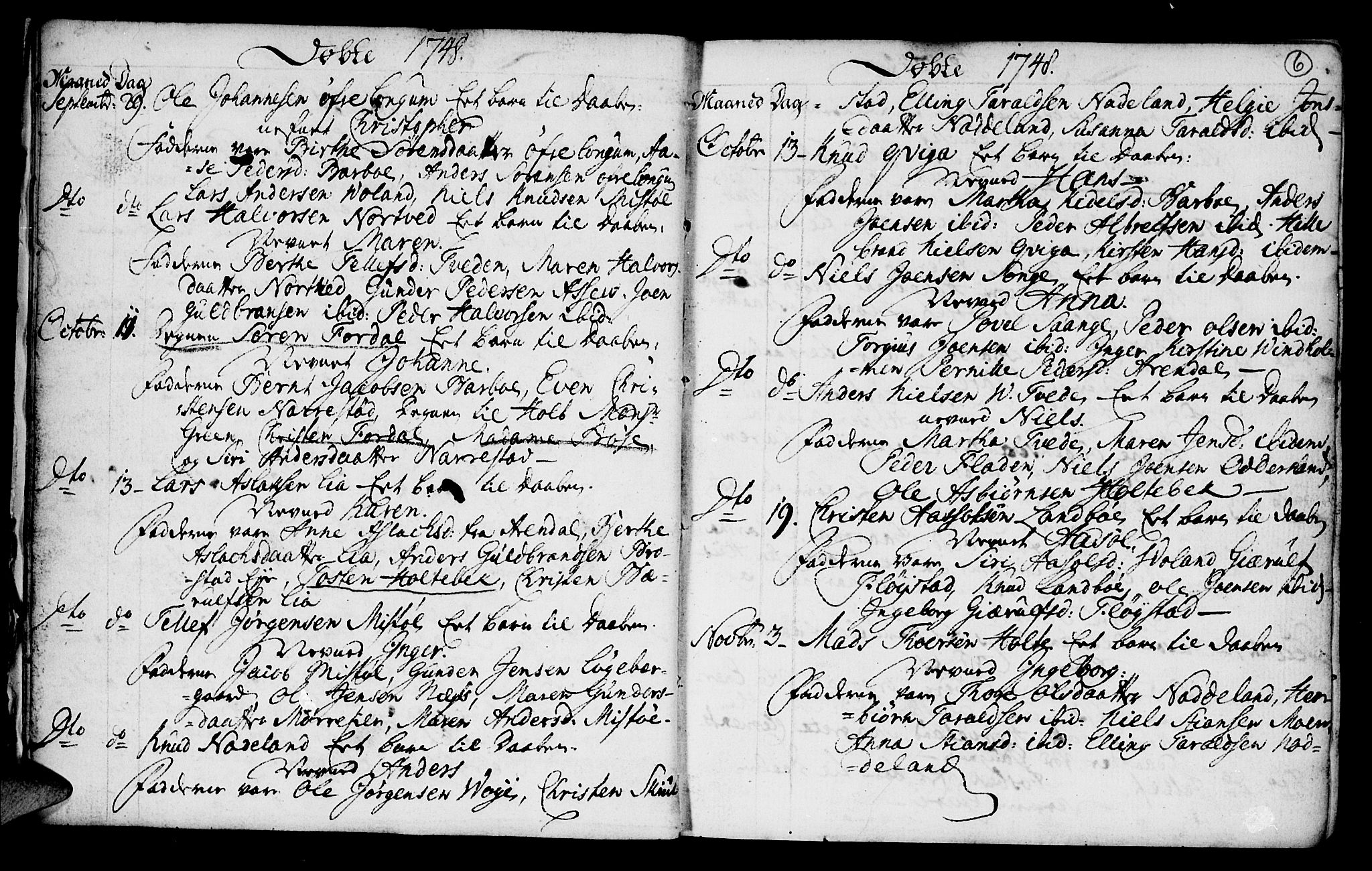 Austre Moland sokneprestkontor, SAK/1111-0001/F/Fa/Faa/L0001: Parish register (official) no. A 1, 1747-1764, p. 6