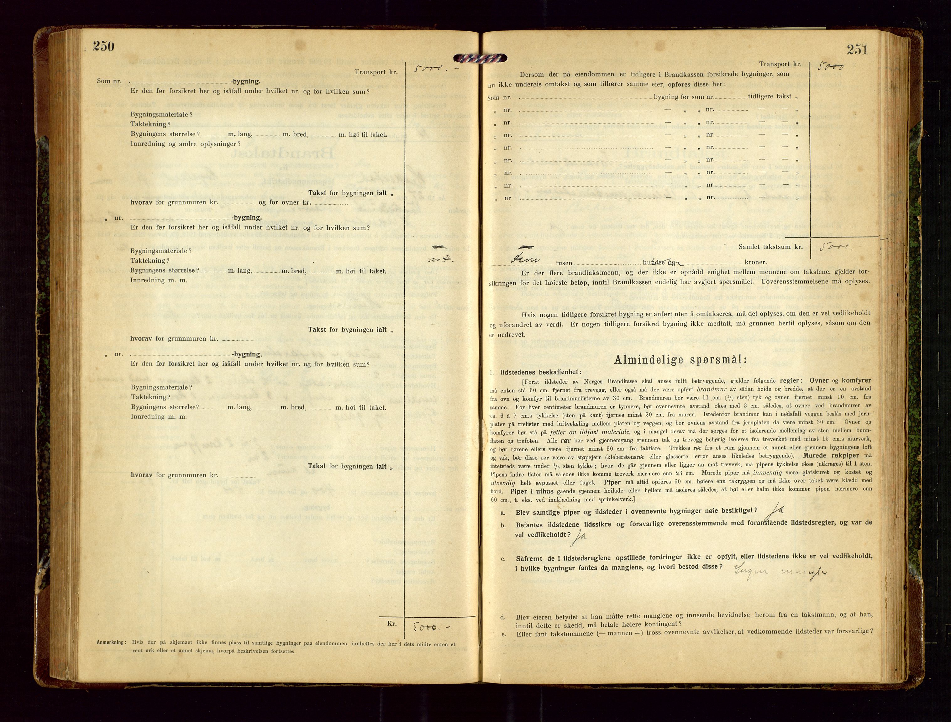 Heskestad lensmannskontor, AV/SAST-A-100304/Gob/L0003: "Brandtakstprotokoll", 1922-1934, p. 250-251