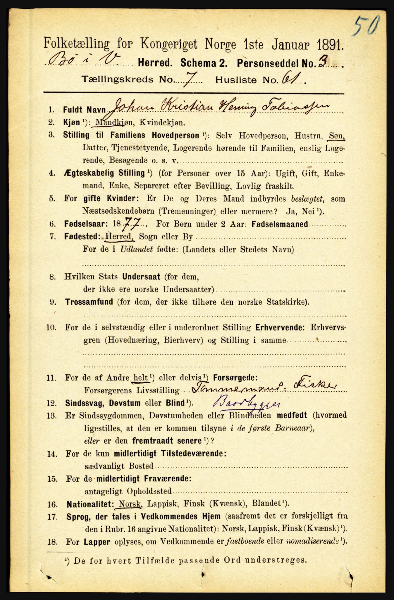 RA, 1891 census for 1867 Bø, 1891, p. 2936