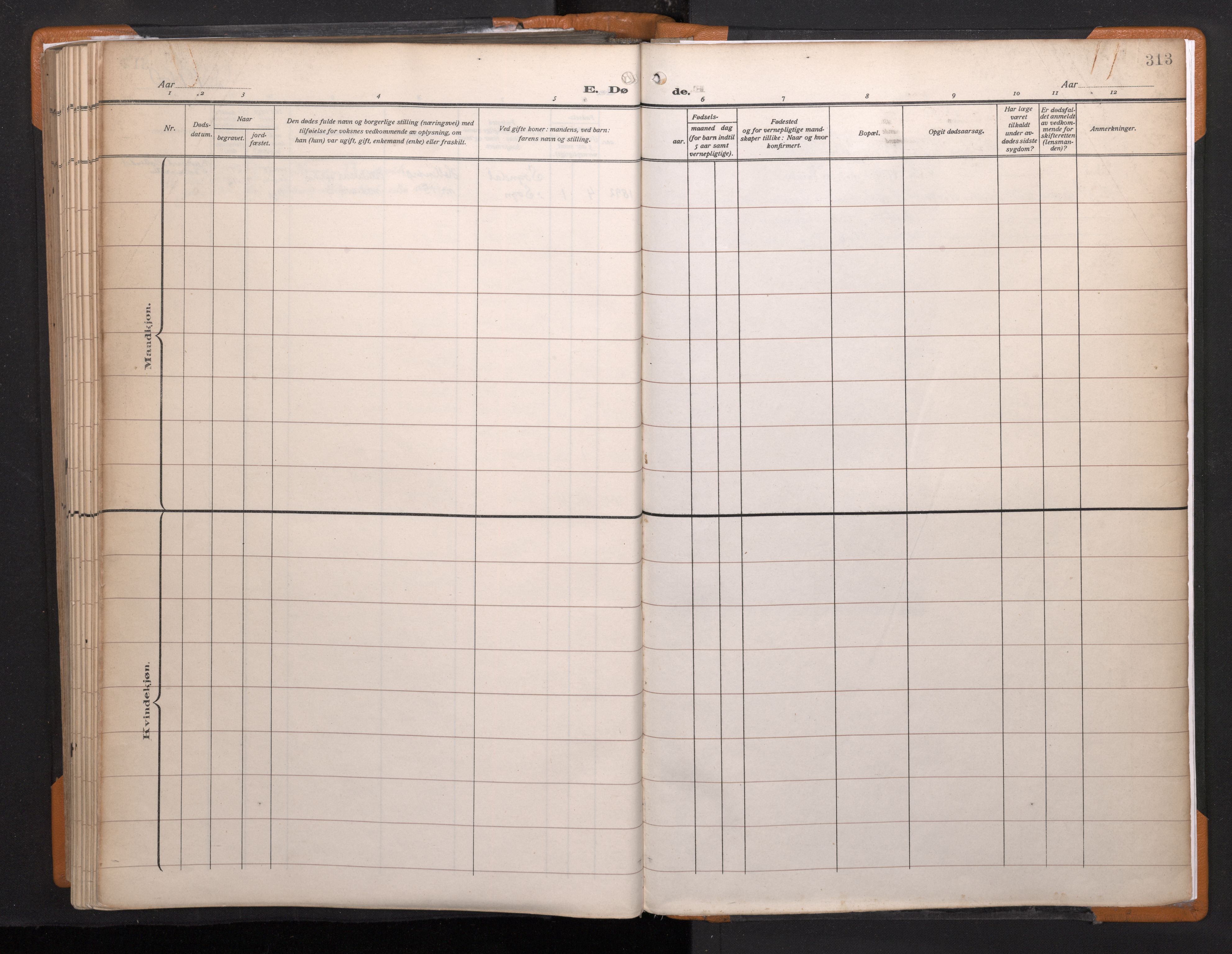 Korskirken sokneprestembete, AV/SAB-A-76101/H/Haa/L0048: Parish register (official) no. E 6, 1910-1960, p. 312b-313a