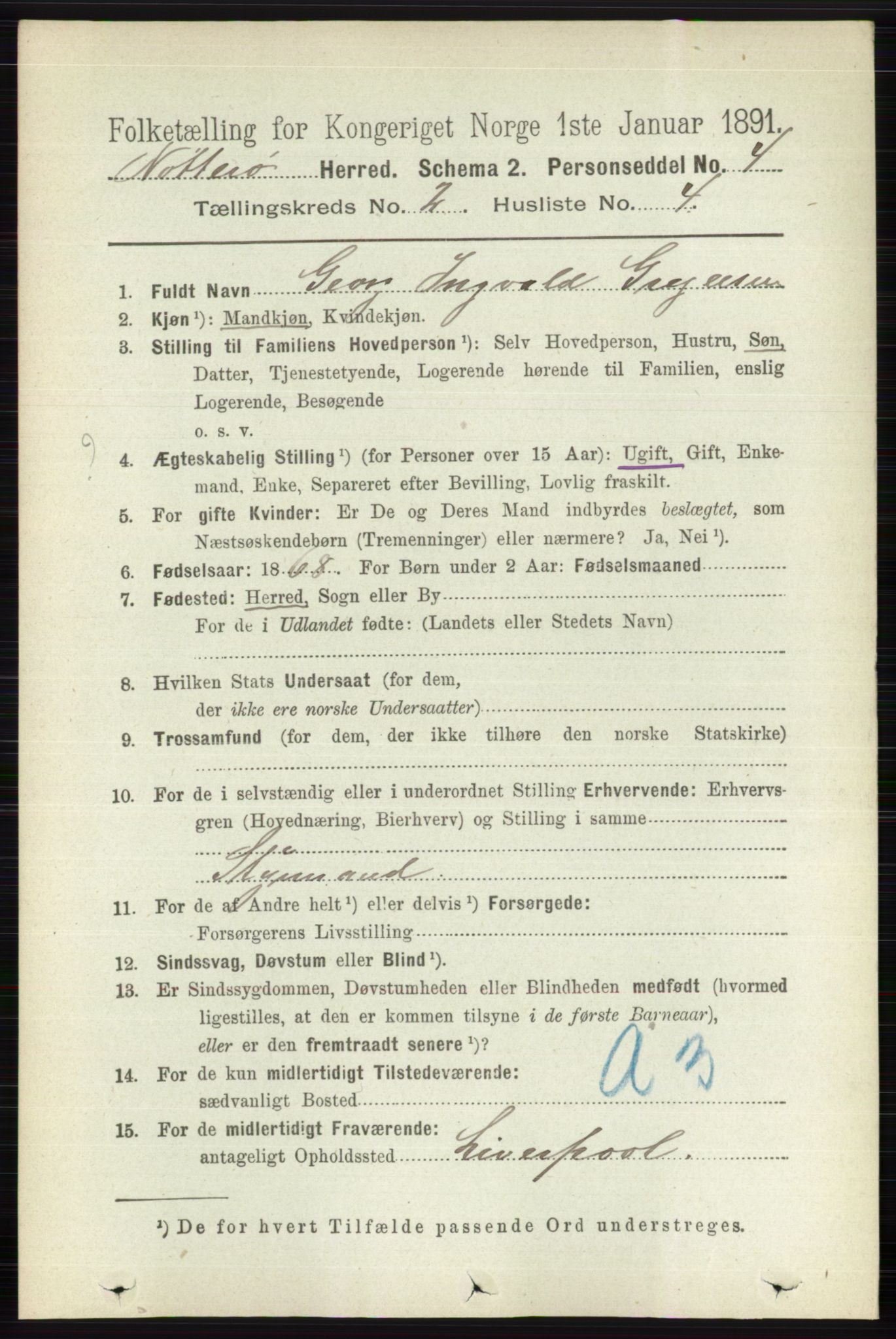 RA, 1891 census for 0722 Nøtterøy, 1891, p. 872