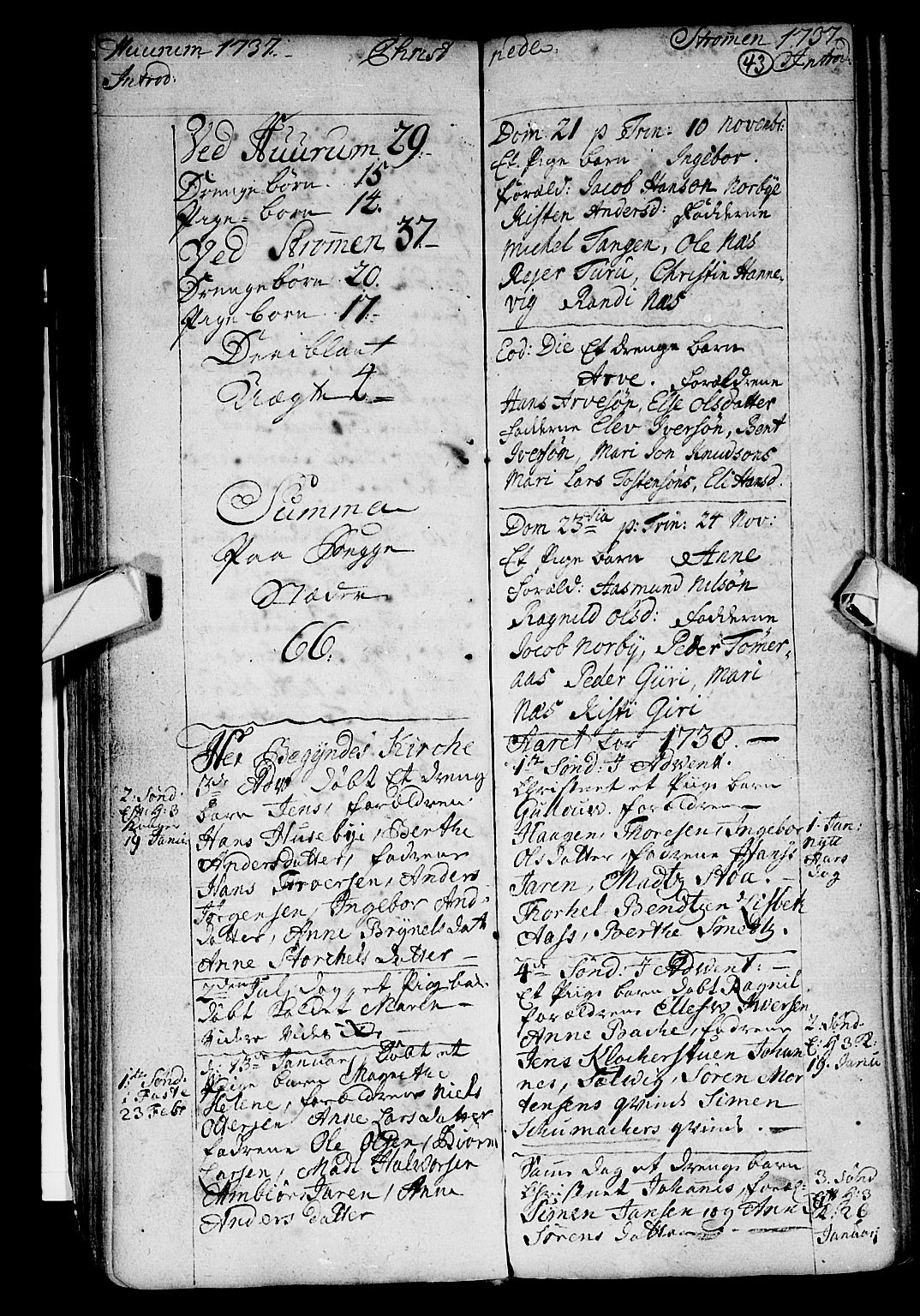 Hurum kirkebøker, AV/SAKO-A-229/F/Fa/L0002: Parish register (official) no. 2, 1733-1757, p. 43