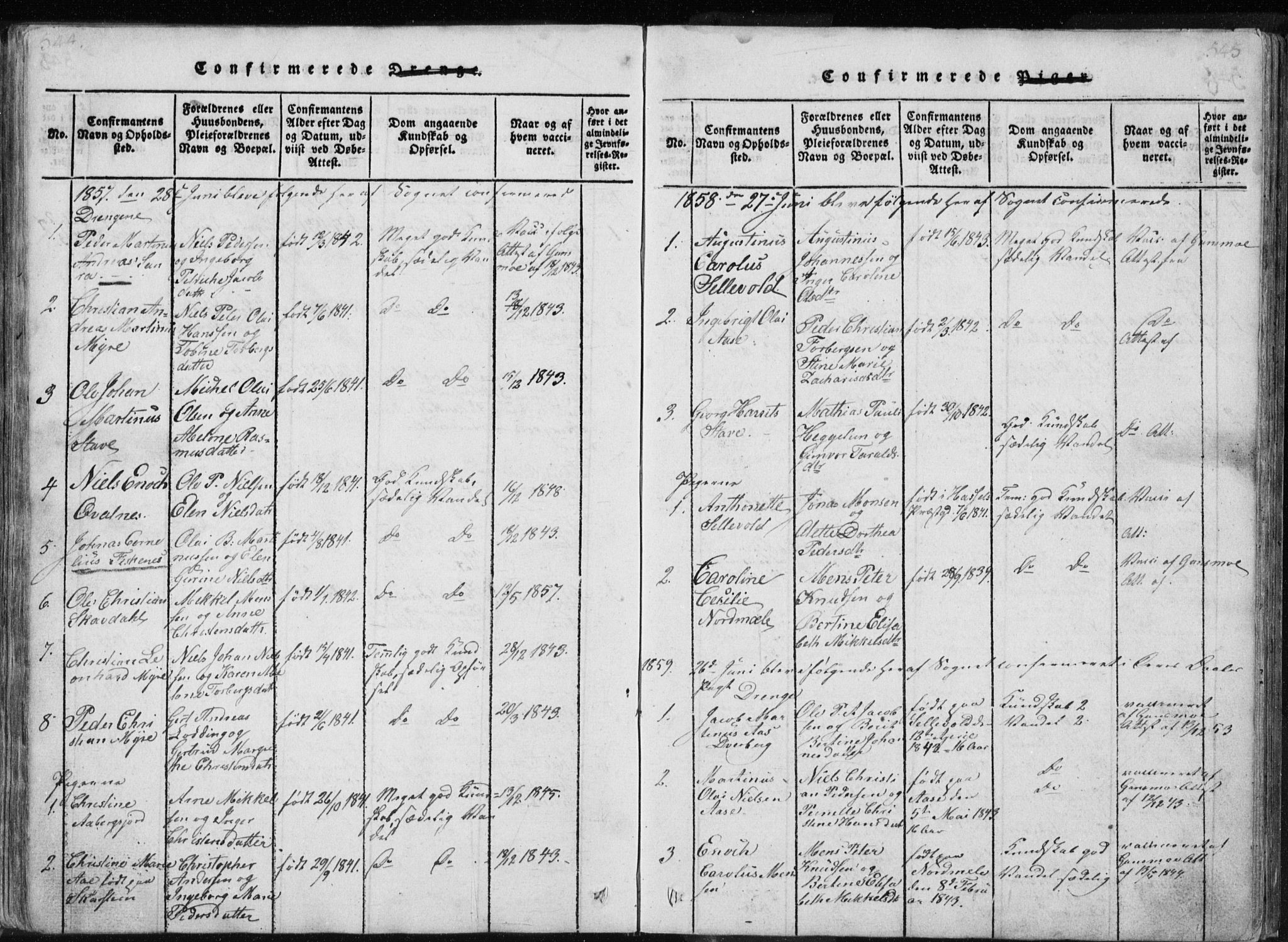 Ministerialprotokoller, klokkerbøker og fødselsregistre - Nordland, AV/SAT-A-1459/897/L1411: Parish register (copy) no. 897C01, 1820-1866, p. 544-545