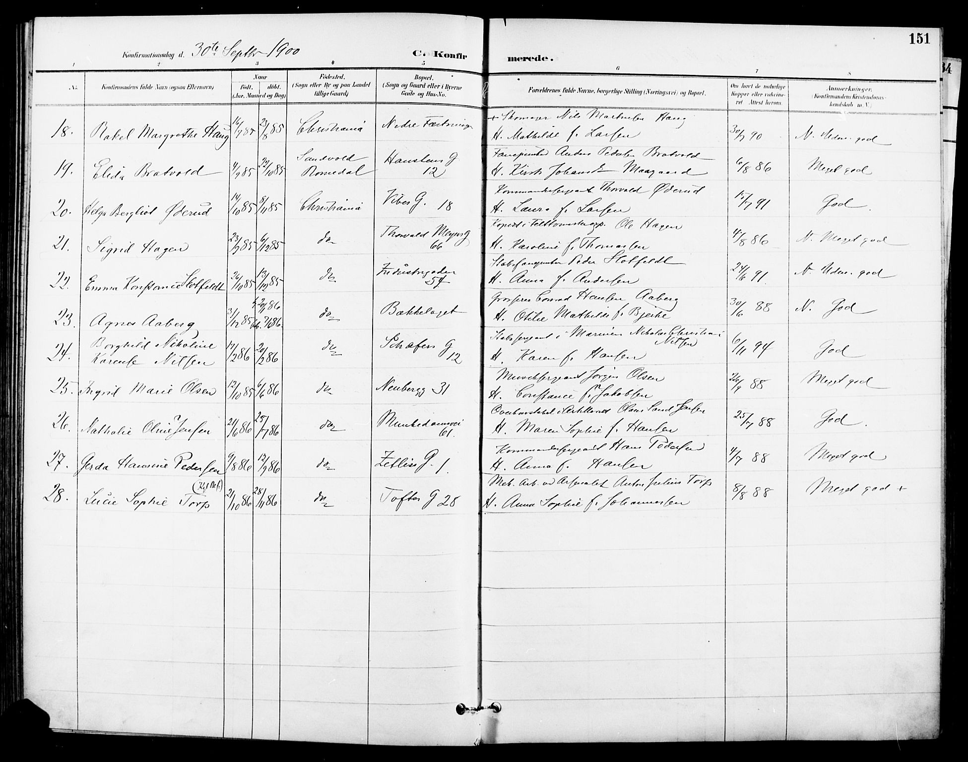 Garnisonsmenigheten Kirkebøker, SAO/A-10846/F/Fa/L0013: Parish register (official) no. 13, 1894-1904, p. 151