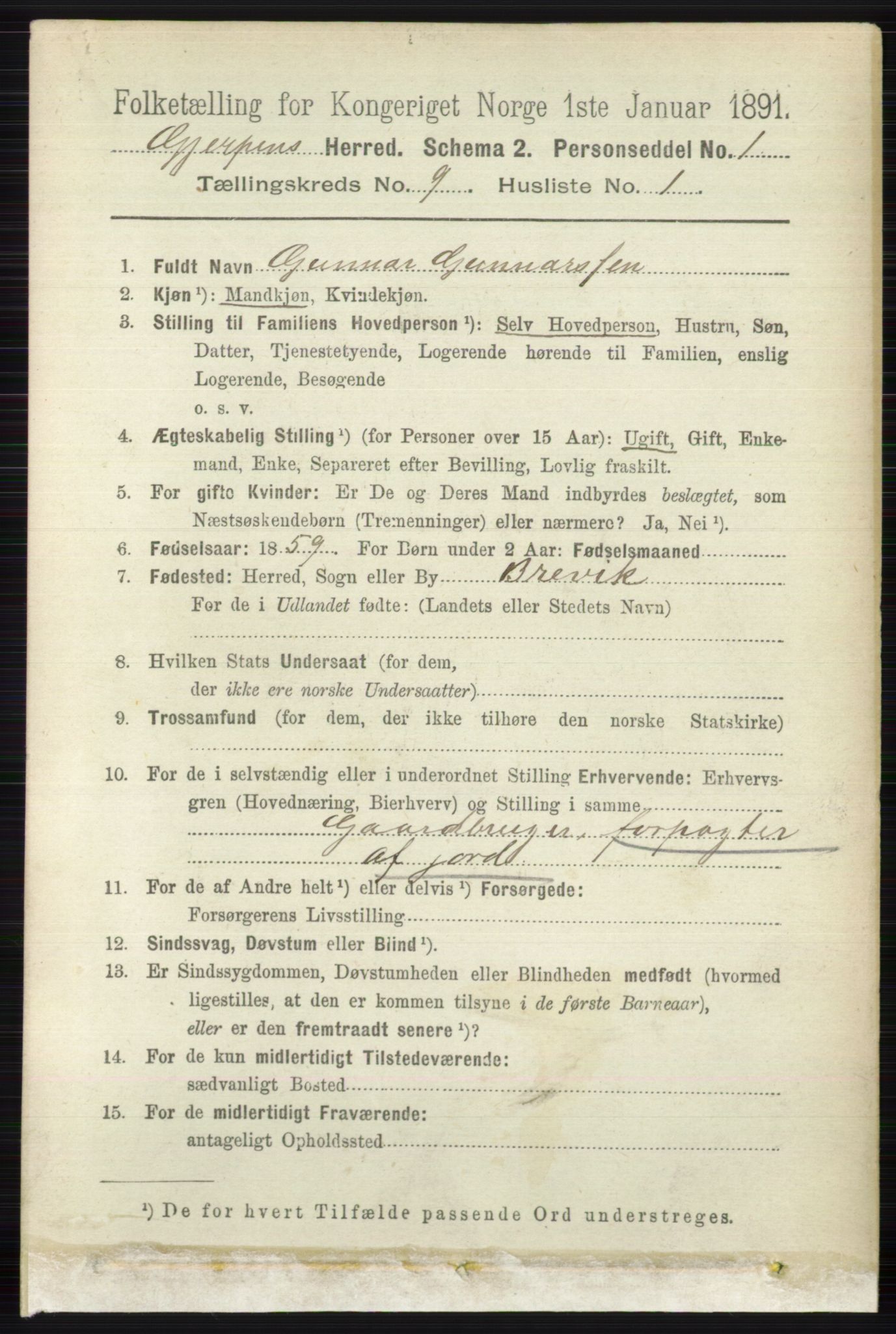 RA, 1891 census for 0812 Gjerpen, 1891, p. 4974