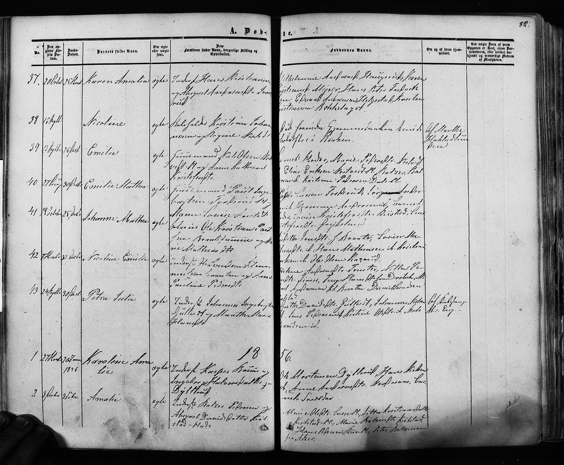 Ås prestekontor Kirkebøker, AV/SAO-A-10894/F/Fa/L0007: Parish register (official) no. I 7, 1854-1870, p. 82