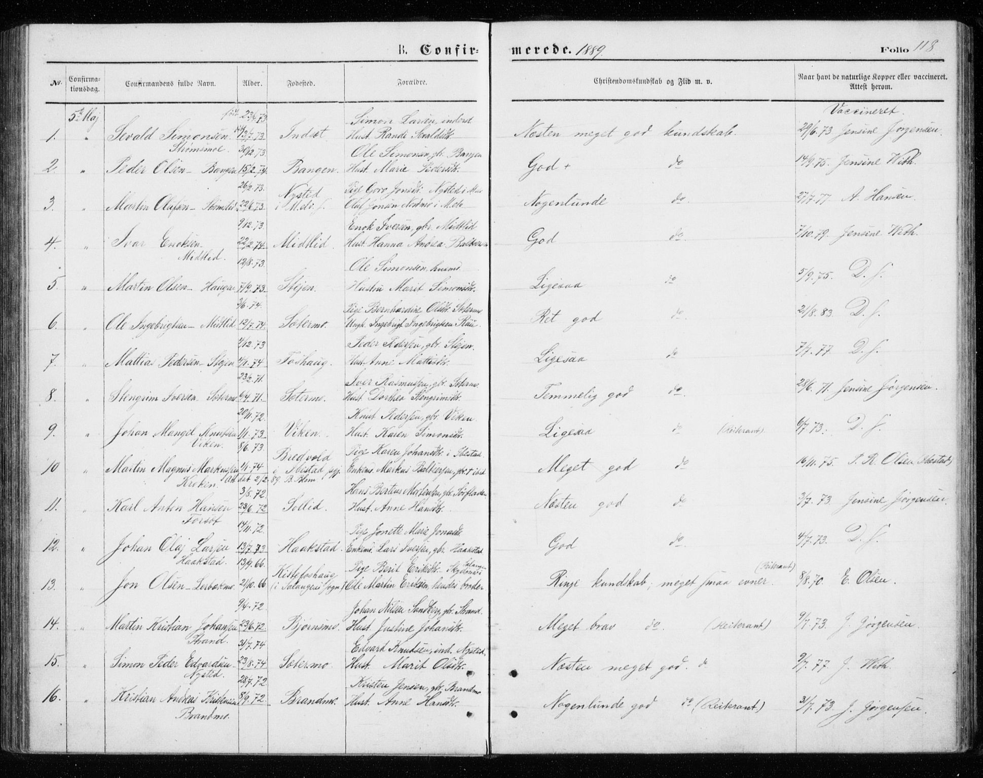Målselv sokneprestembete, AV/SATØ-S-1311/G/Ga/Gab/L0007klokker: Parish register (copy) no. 7, 1876-1895, p. 118